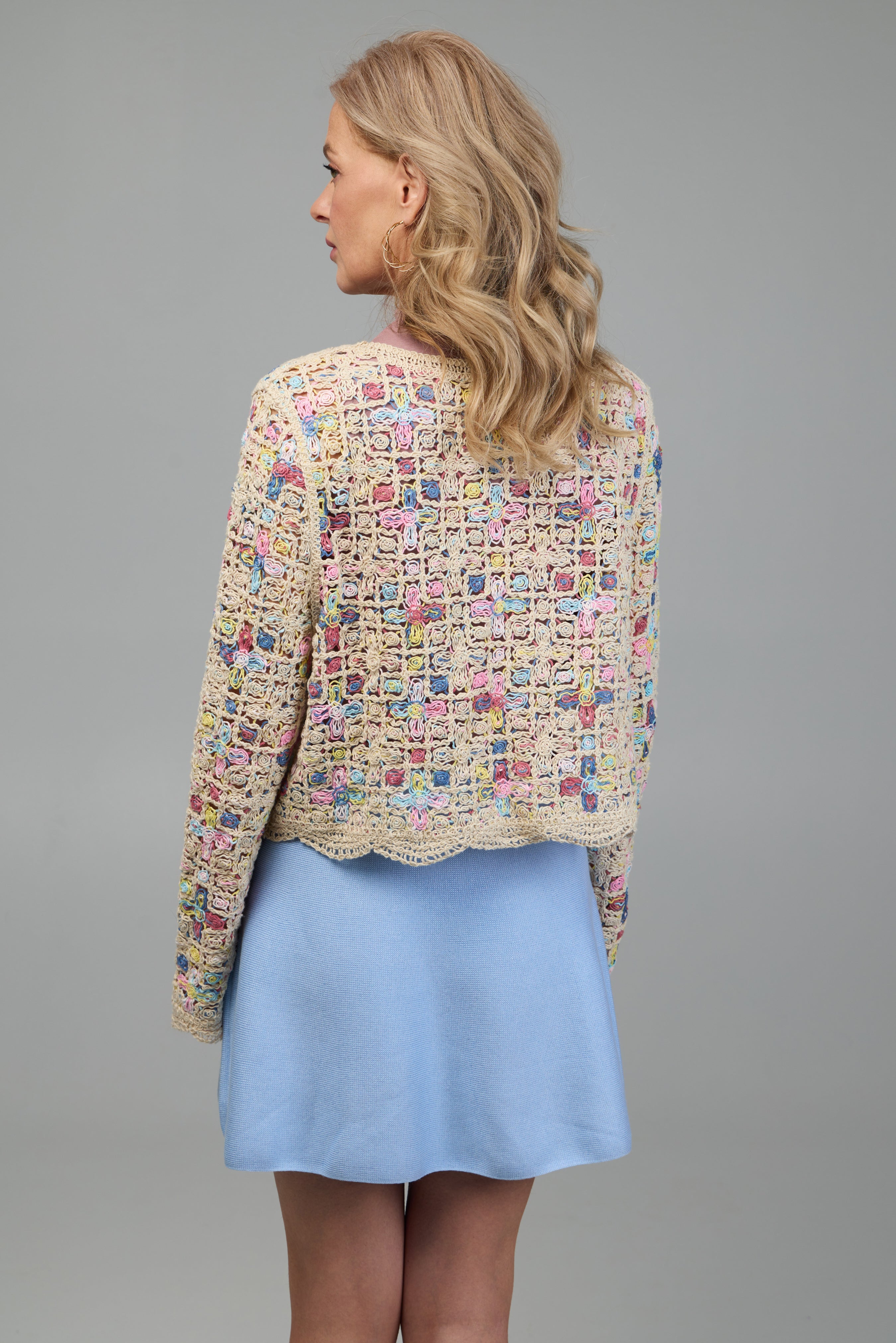Scalloped Floral Crochet Cardigan for Women - Boho Lace Knit Sweater Lightweight Open Front Cover Up - Perfect for Spring, Summer, Beach, and Casual Outfits