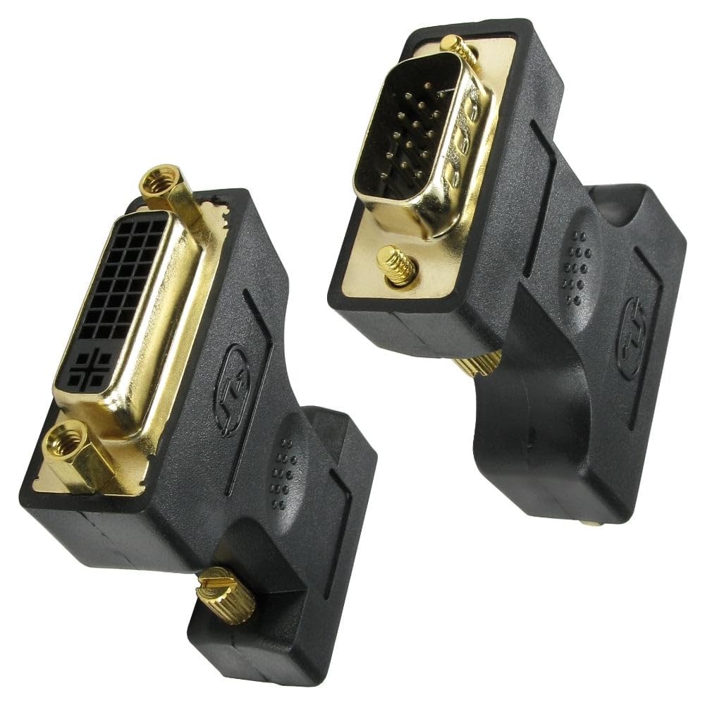 Rhinocables VGA Male to DVI Female Adapter - Gold-Plated Connectors for High-Quality Video Signal Conversion | Compatible with Monitor, Computer, Projector, Home Theater & Office Setup