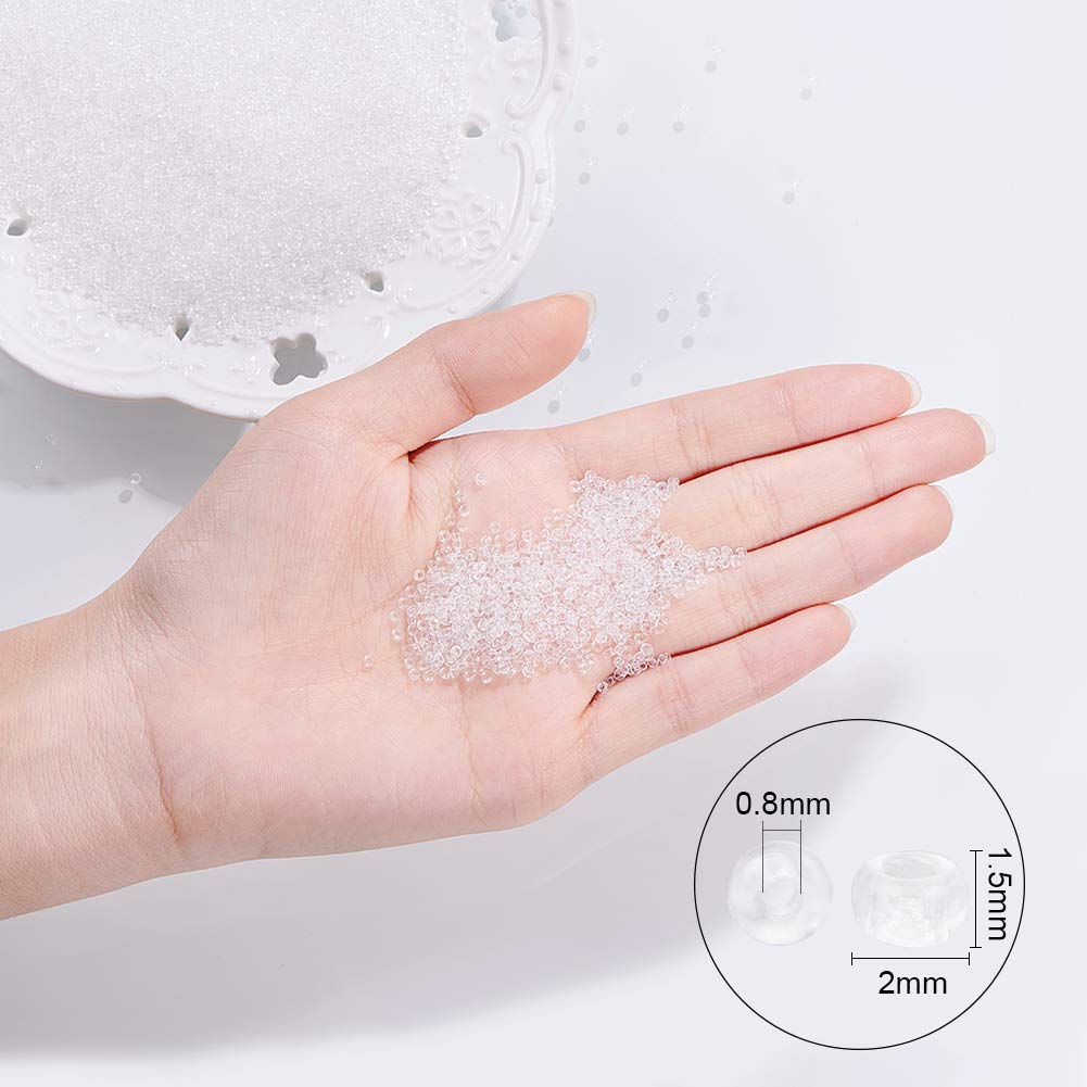FINGERINSPIRE 11,200pcs 12/0 Glass Seed Beads Kit - 2mm Small Loose Craft Beads for DIY Jewelry Making, Bracelets & Necklaces (Clear, 6OZ) - Perfect for Handmade Gifts, Beading Projects & Creative Crafts