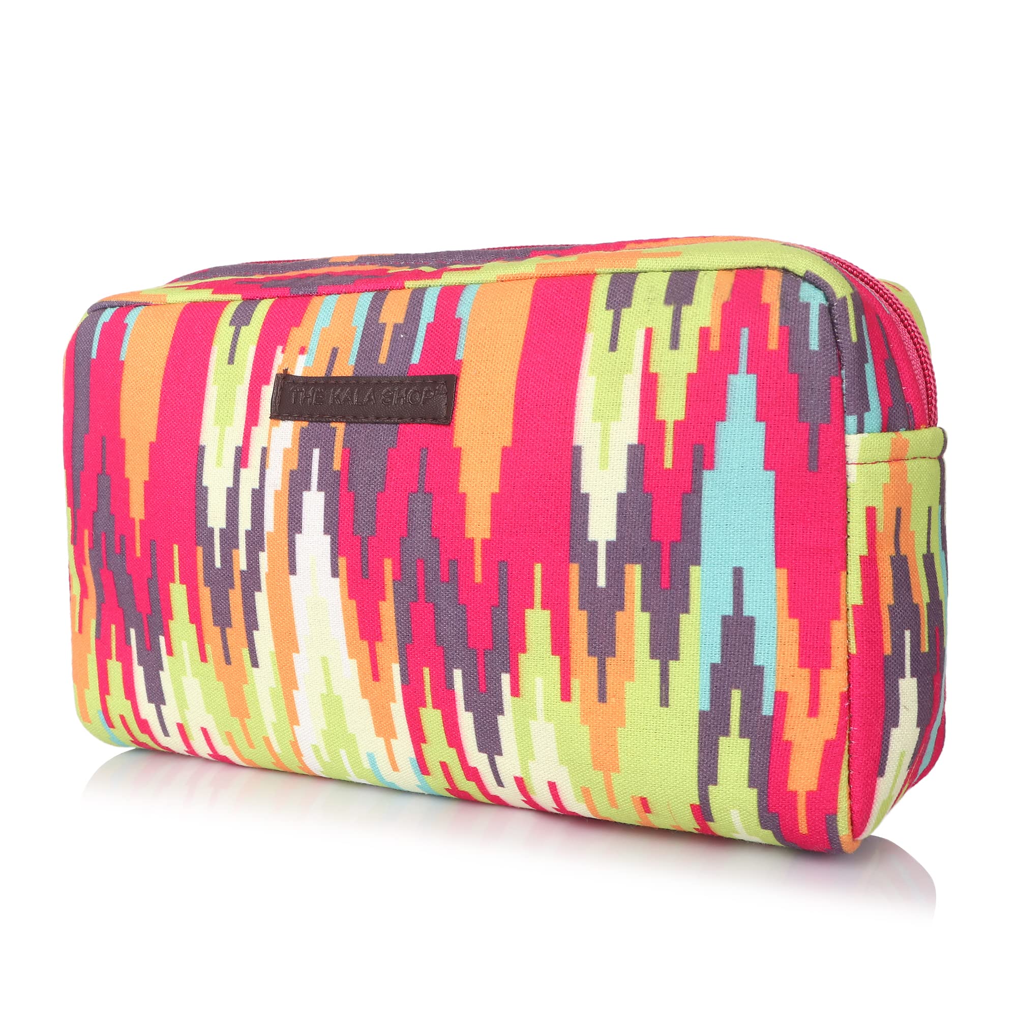 Vibrant Multi-Color Ikat Pattern Makeup Bag & Travel Organizer Pouch - Perfect for Cosmetics, Toiletries, Jewelry Storage & On-the-Go Essentials