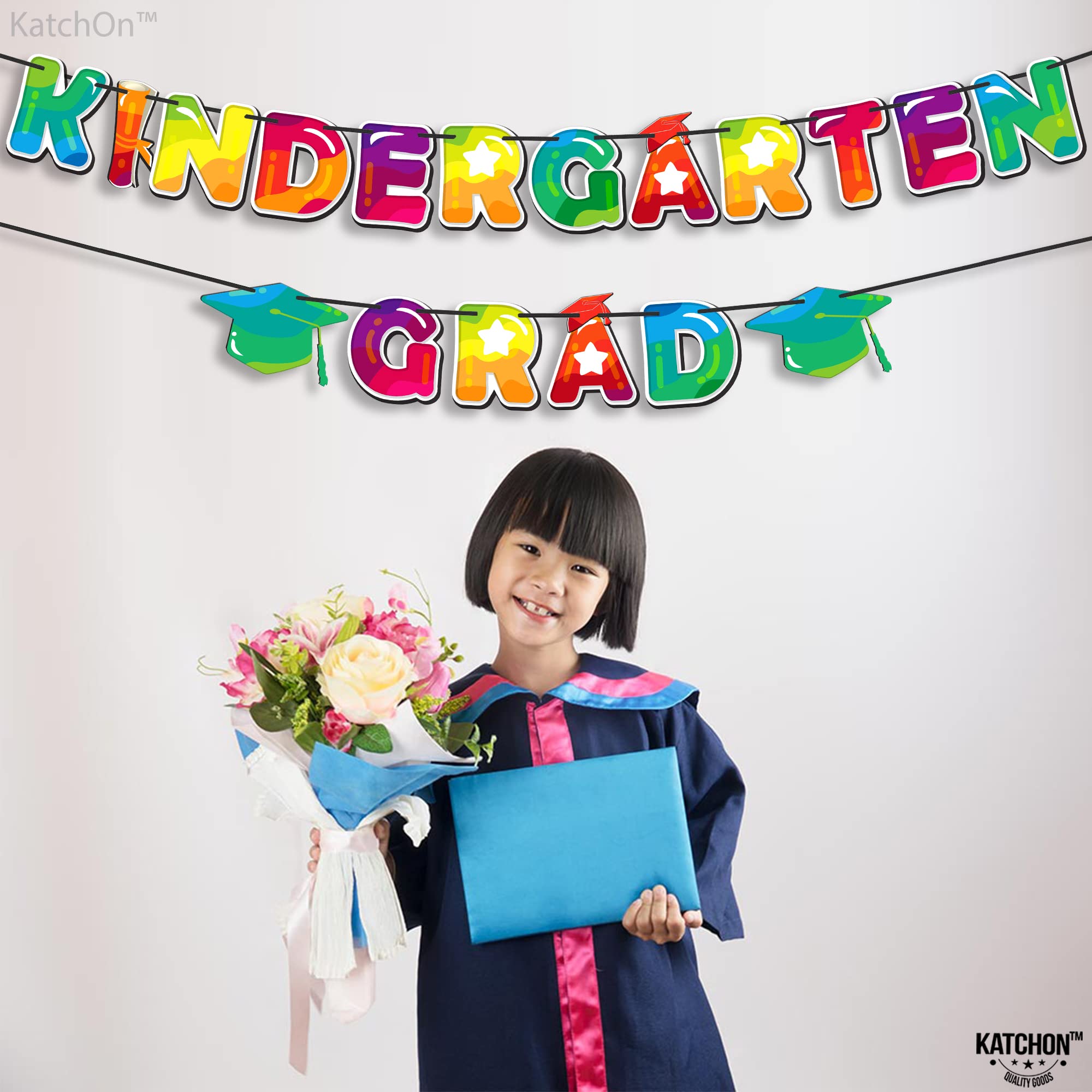 KatchOn 10ft Glitter Kindergarten Graduation Banner - Large Graduation Sign for Classroom Decor, Party Backdrop, Photo Booth & School Celebrations