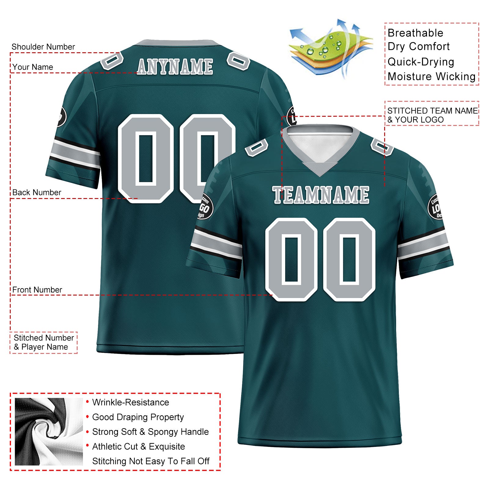 Custom Green Philadelphia Eagles Personalized Authentic Football Jersey FBJ02 D025033 - Perfect for Game Day, Fan Gifts & Sports Enthusiasts