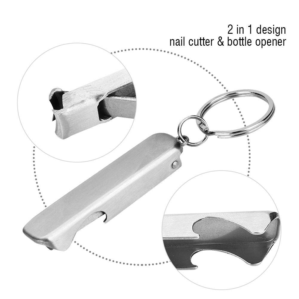 Premium 2-in-1 Stainless Steel Nail Clipper & Bottle Opener with Keychain - Durable Manicure Tool for Home, Travel, and Outdoor Adventures (Camping, Hiking, Gym)