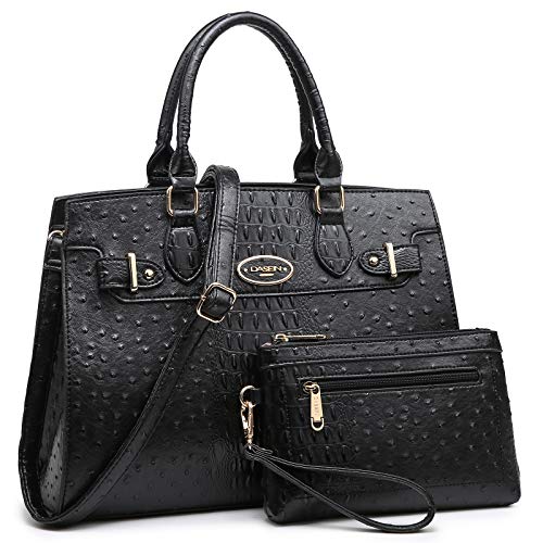 6-ostrich Black With Rolled Handles