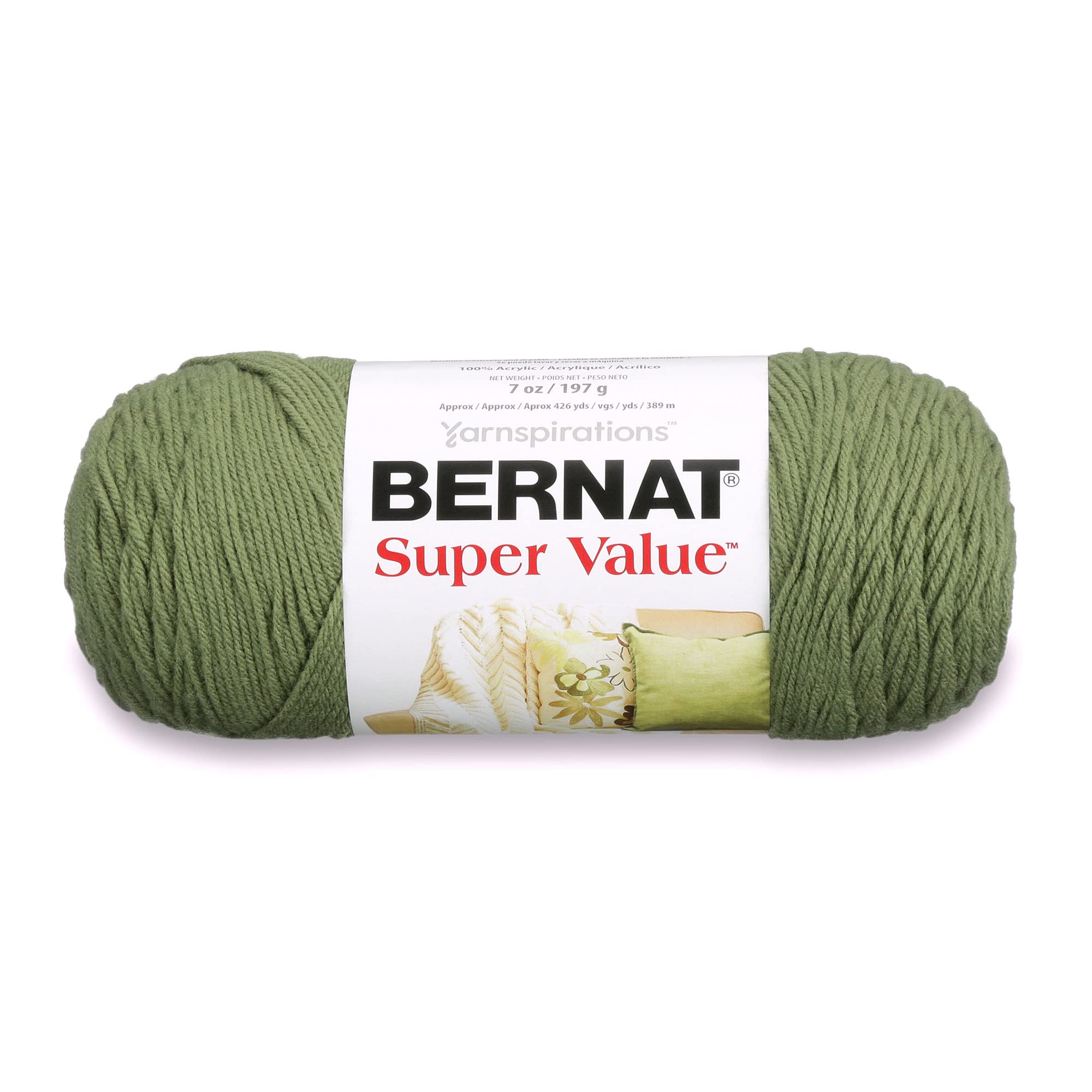 Bernat Super Value Yarn 3-Pack - Premium Acrylic Knitting Yarn, Forest Green (3 Skeins) - Perfect for Blankets, Scarves & DIY Crochet Projects