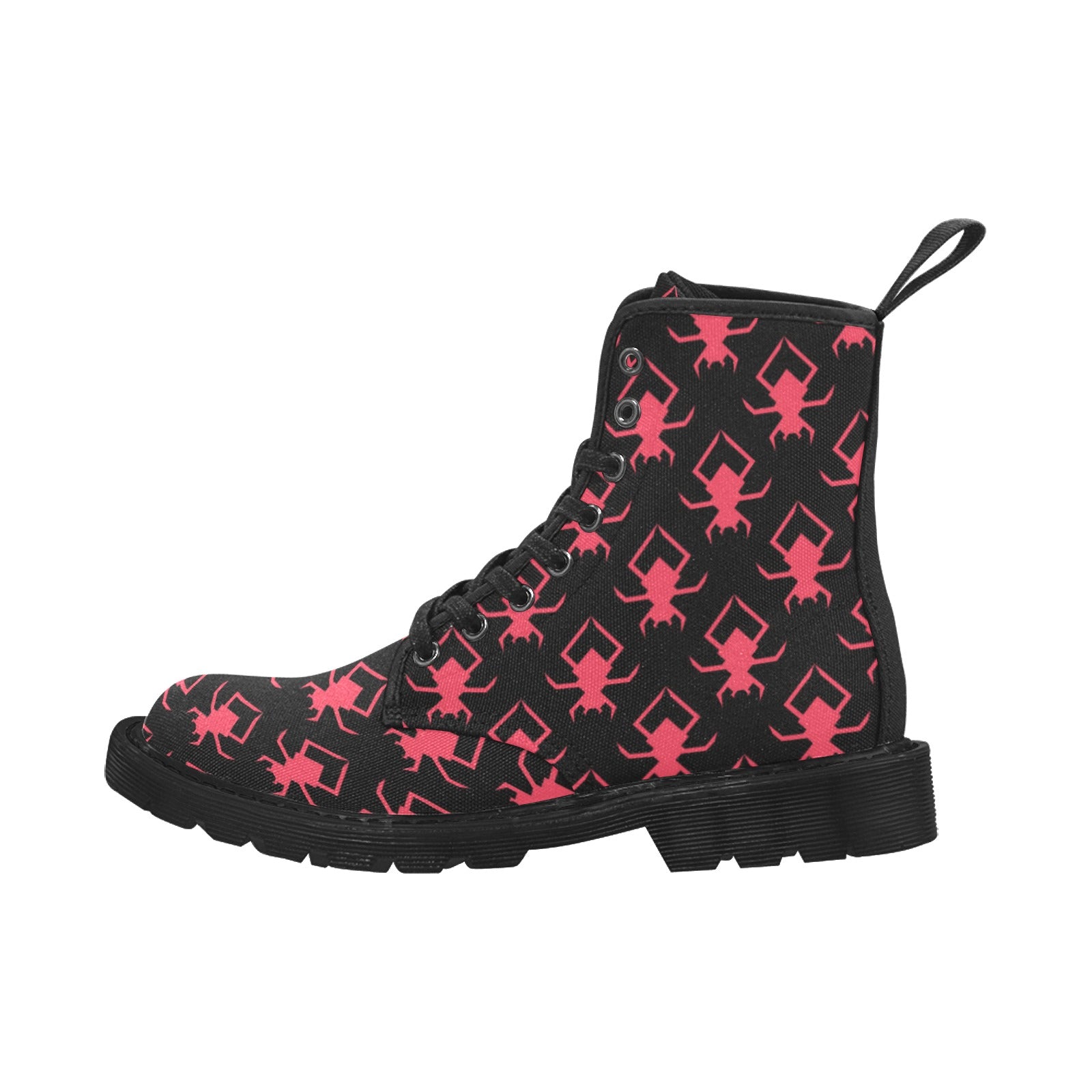 **Pink Spiders Lace-Up Canvas Boots for Women - Trendy Vintage Style Ankle Boots - Perfect for Casual Outfits, Streetwear & Fall Fashion**