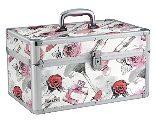 Vaultz VZ03810 Locking Makeup Case with Key - Secure Cosmetic Organizer for Professional Makeup Artists & Travel | Perfect for Salon, Home Storage & On-the-Go Beauty Essentials