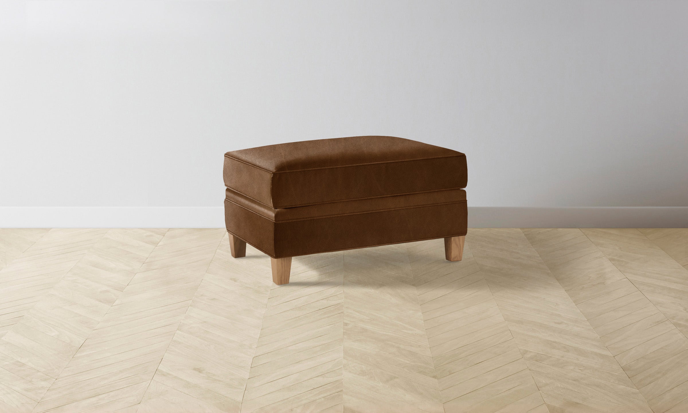 Premium Carmine Ottoman - Genuine Tuscan Leather in Rich Cognac - Perfect for Living Room, Bedroom & Home Office Decor