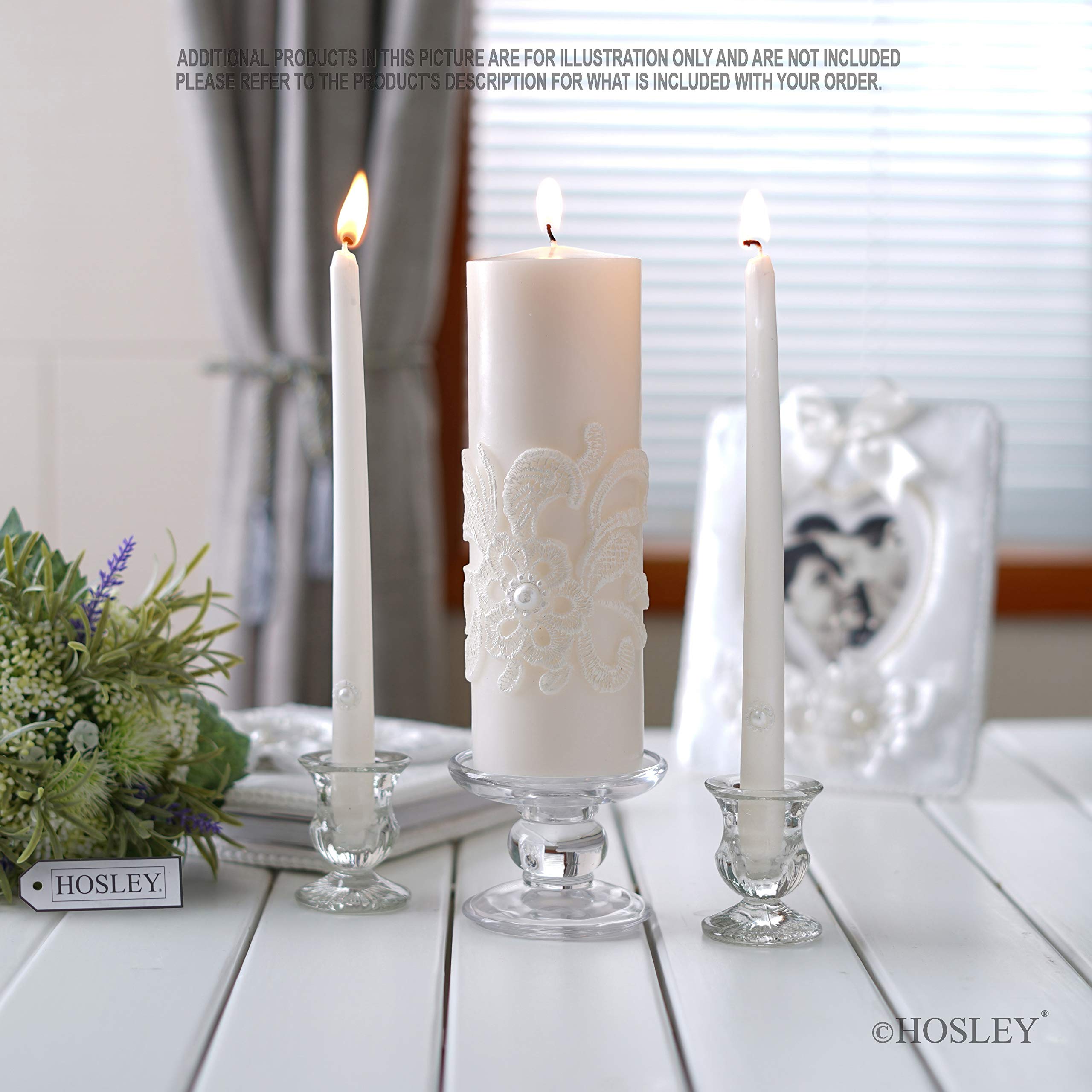 11.5-Inch Cream Wedding Unity Candle Set - Hosley Pillar & Taper Candles for Wedding Ceremonies, Special Events & Home Decor - Perfect for Vows, Reiki Spa Relaxation & Emergency Lighting