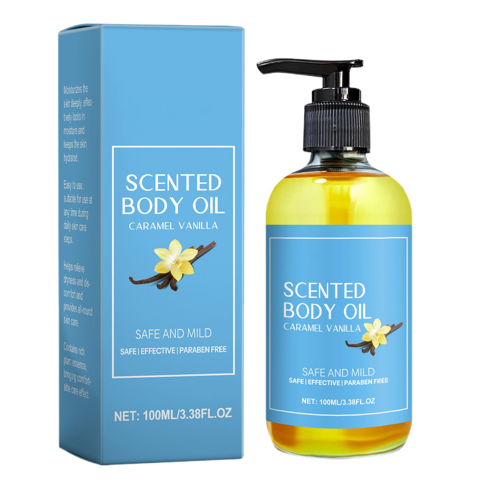 Caramel Vanilla Body Oil - Nourishing & Hydrating Skin Care for Dry Skin - Perfect for Massage, Aromatherapy & Daily Moisturizing (1pc)