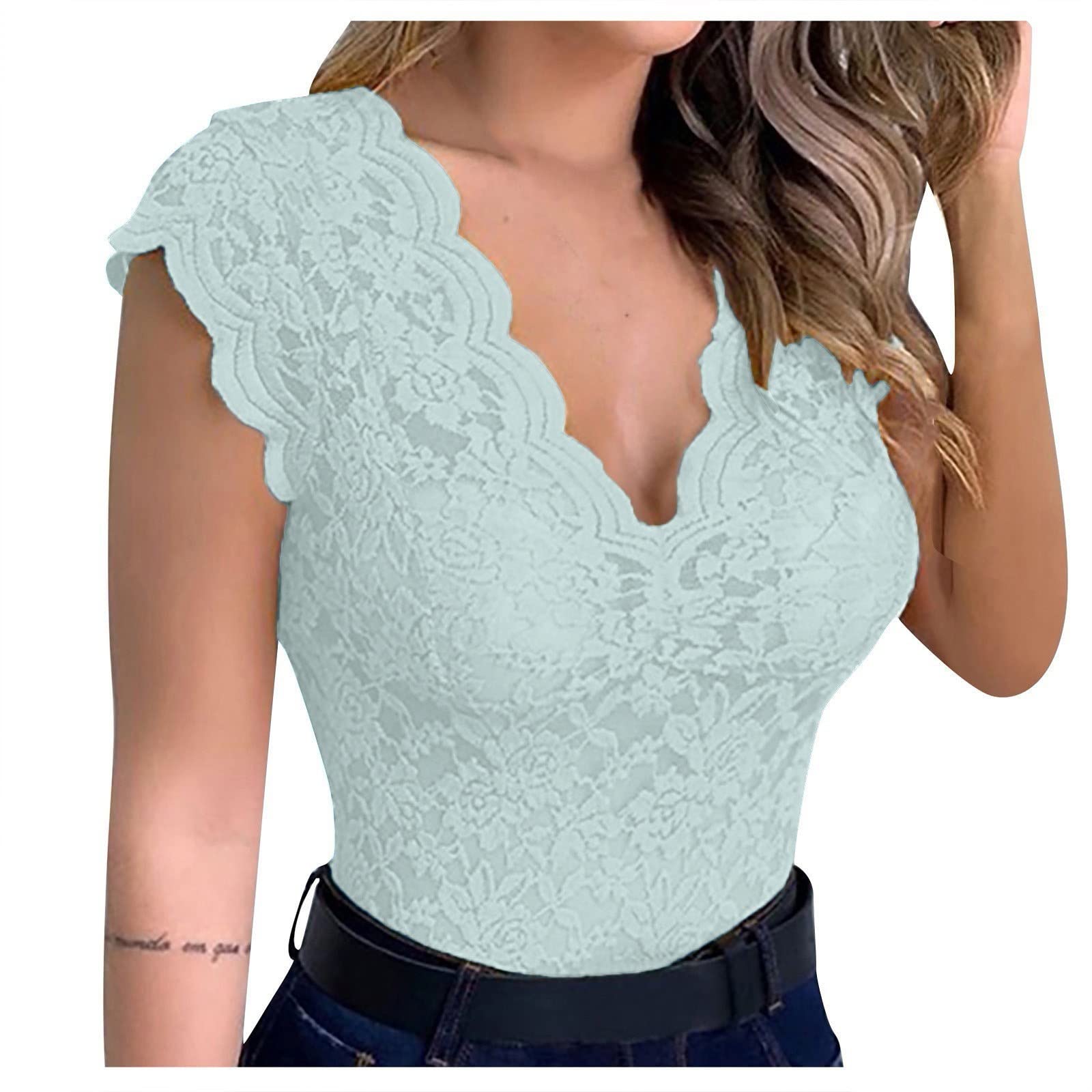 Sexy Lace V-Neck Lingerie Tank Top for Women - Slim Fit Crop Top with Solid Lace Design - Perfect for Date Night, Boudoir Photography & Romantic Occasions