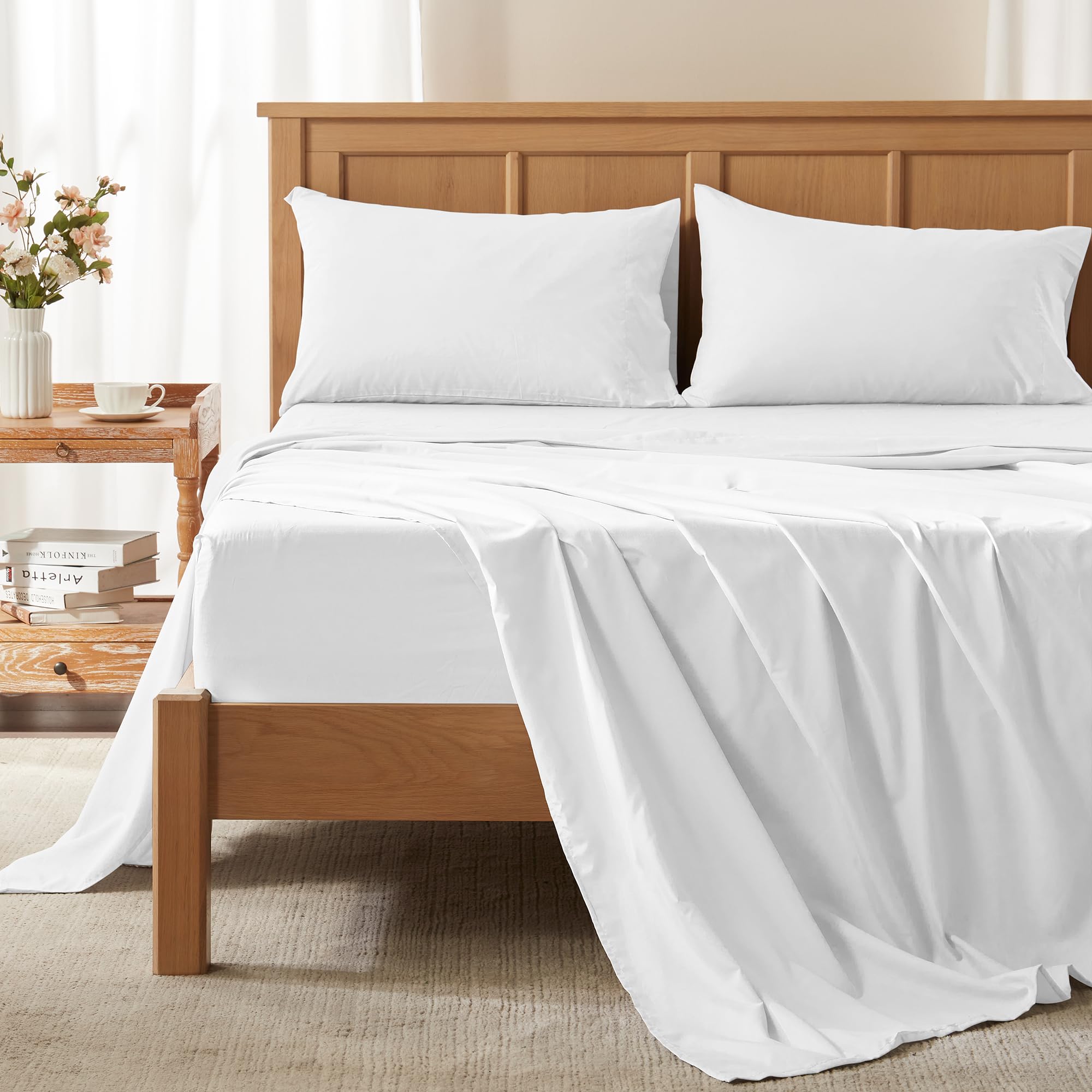 Coolmax Queen Cooling Sheets Set - Moisture Wicking, Soft & Colorfast Bed Sheets for Hot Sleepers | Deep Pocket Fits 16