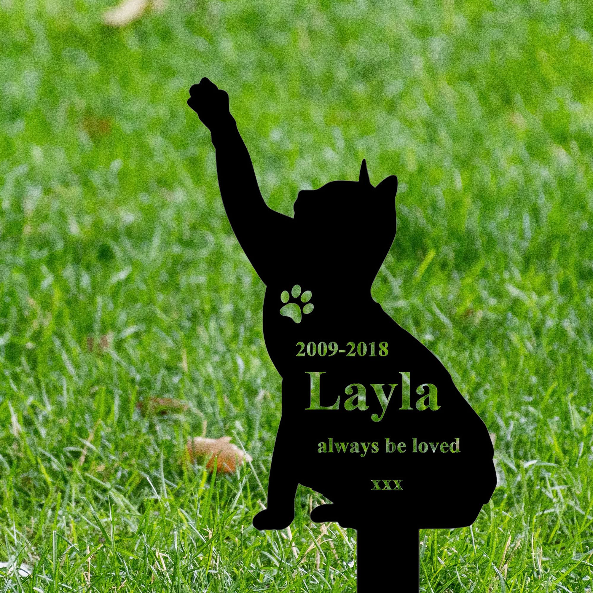 Personalized Cat Memorial Grave Stake - 18 Inch Outdoor Pet Grave Marker with Custom Engraving, Heartfelt Cat Loss Gift for Garden, Cemetery, or Backyard Memorial