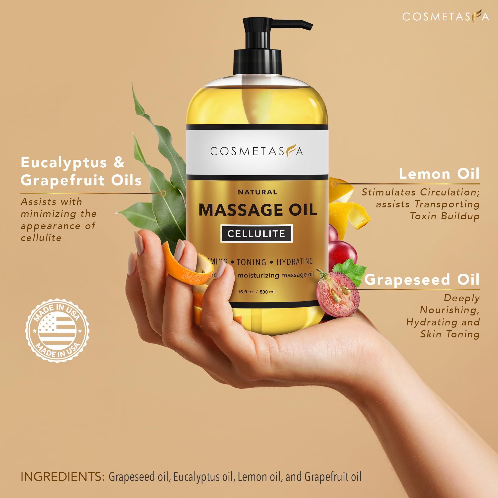 **Anti-Cellulite Massage Oil & Gel Set with Mitt - Natural Firming & Tightening Hot Cream for Body - Skin Moisturizer & Muscle Relief (16.9 oz) - Perfect for Post-Workout Recovery & At-Home Spa Treatments**