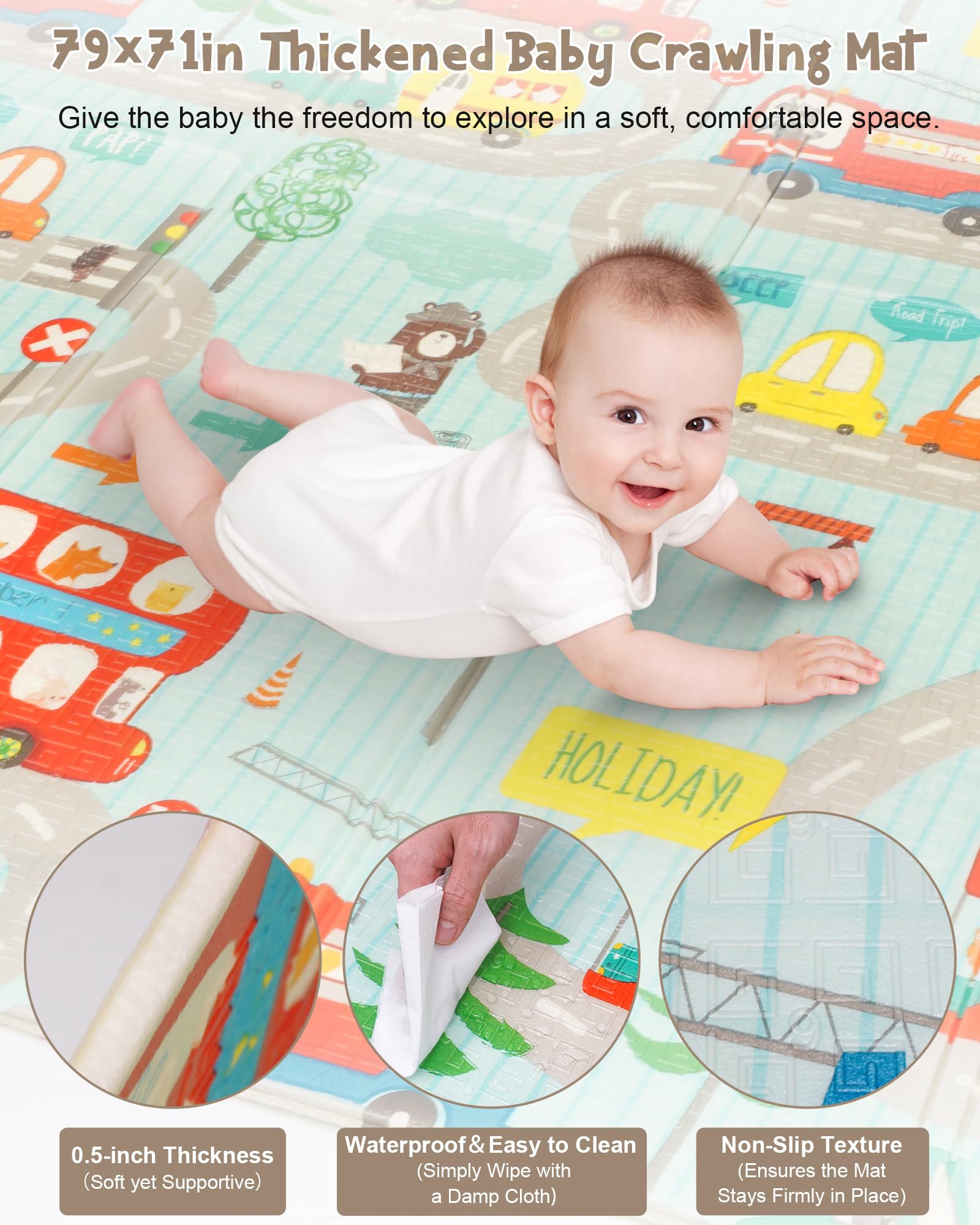 KFM Baby Playpen with Mat - 79x71 Inch Safe Play Yard for Toddlers | Indoor & Outdoor Use