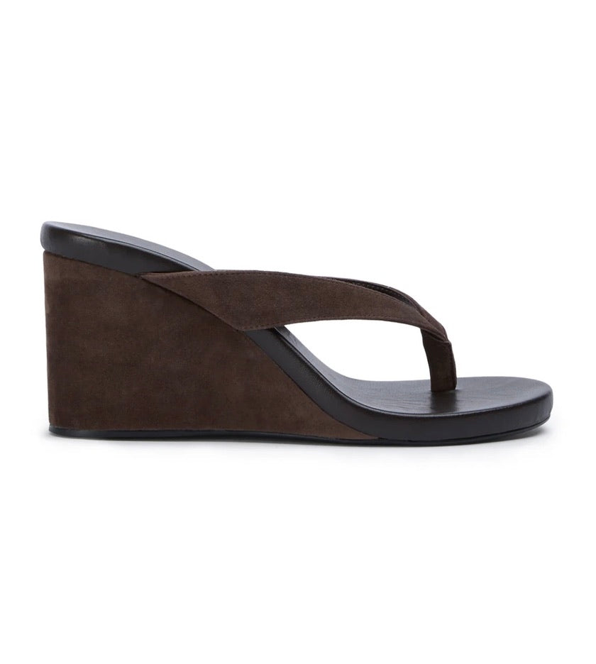 Avanti Suede Wedge Thong Sandals for Women - Comfortable Espresso Brown Sandals with Cushioned Footbed | Perfect for Beach, Vacation & Summer Outfits