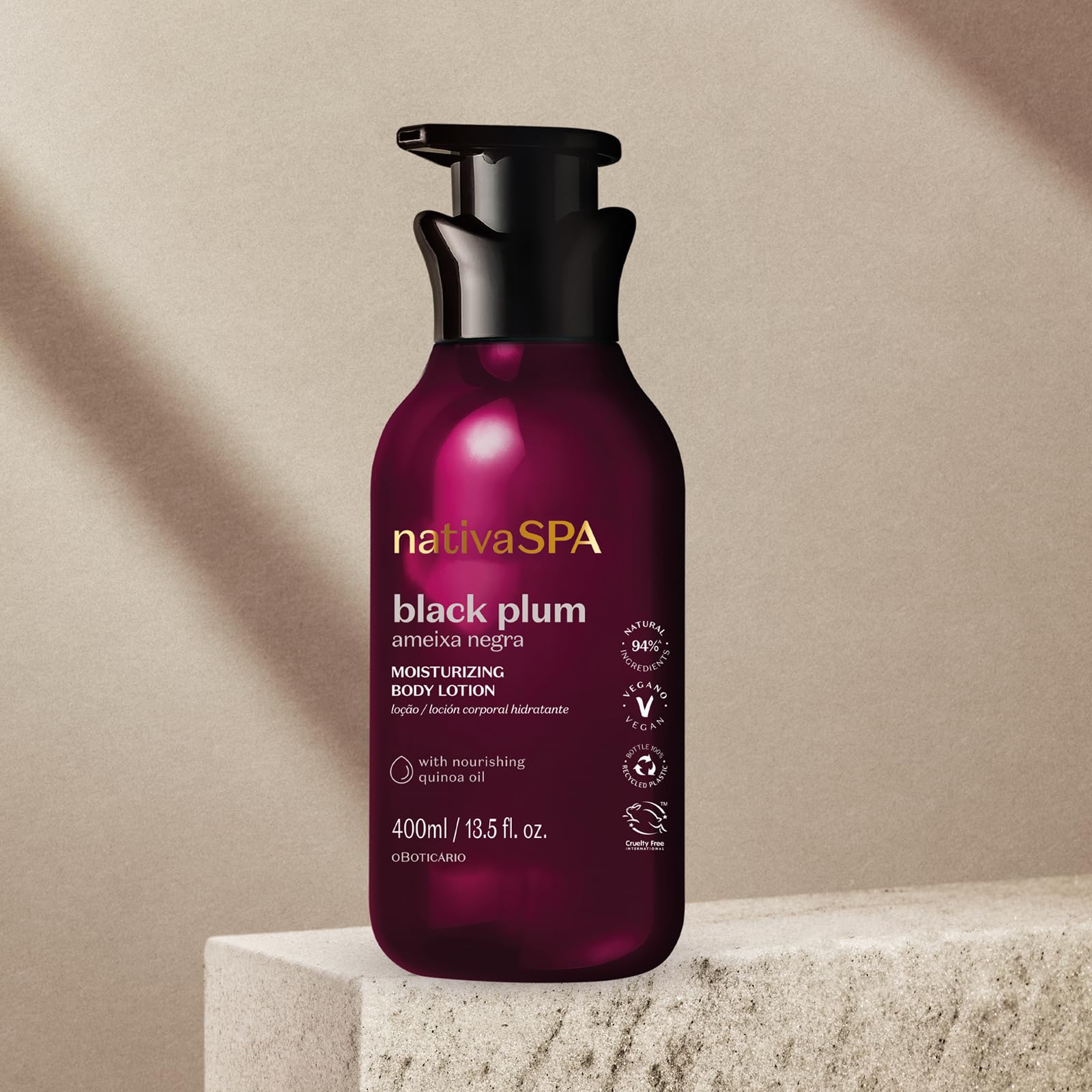 Nativa SPA by O Boticário Black Plum Moisturizing Body Lotion - 13.5 oz | Long-Lasting Hydration, Lightweight & Fragranced | Perfect for Dry Skin Care & Daily Moisturizing Routine