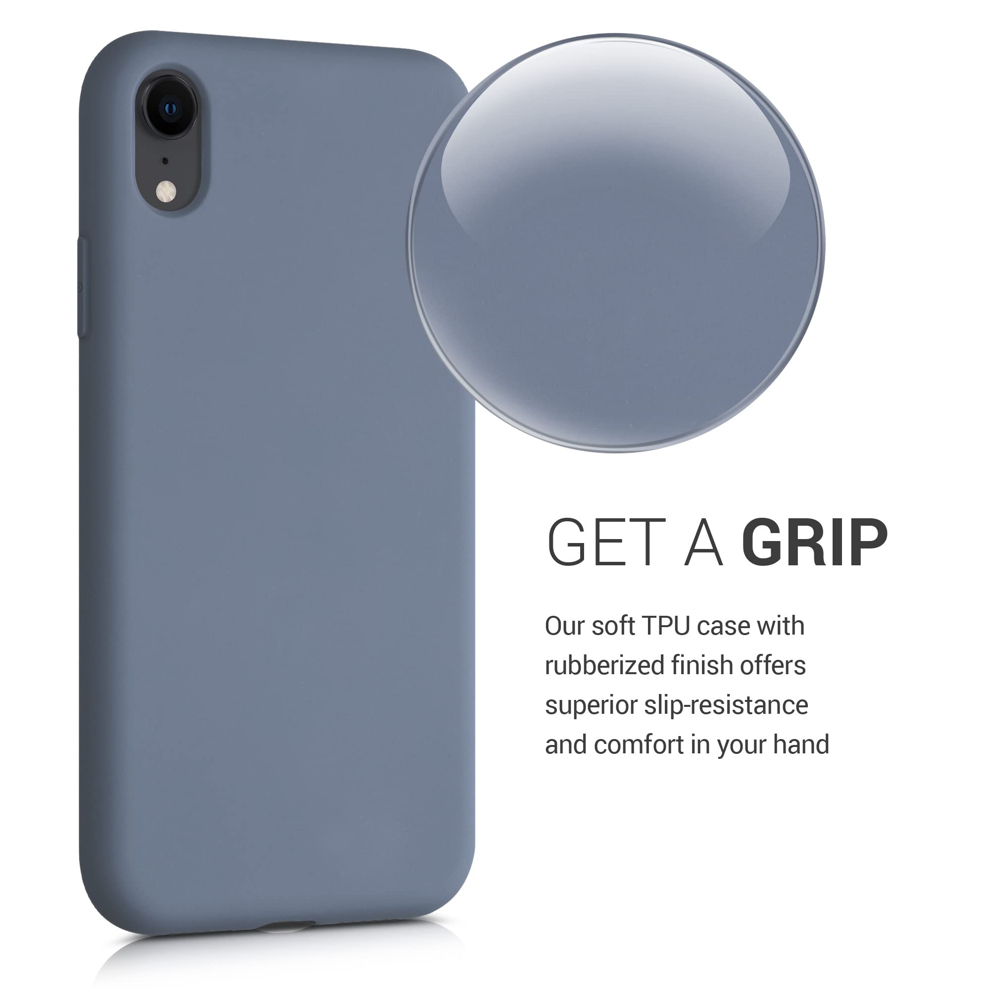 kwmobile Slim Protective TPU Silicone Case for Apple iPhone XR - Shockproof & Scratch Resistant Cover in Blue Grey - Perfect for Everyday Use, Travel & Outdoor Activities
