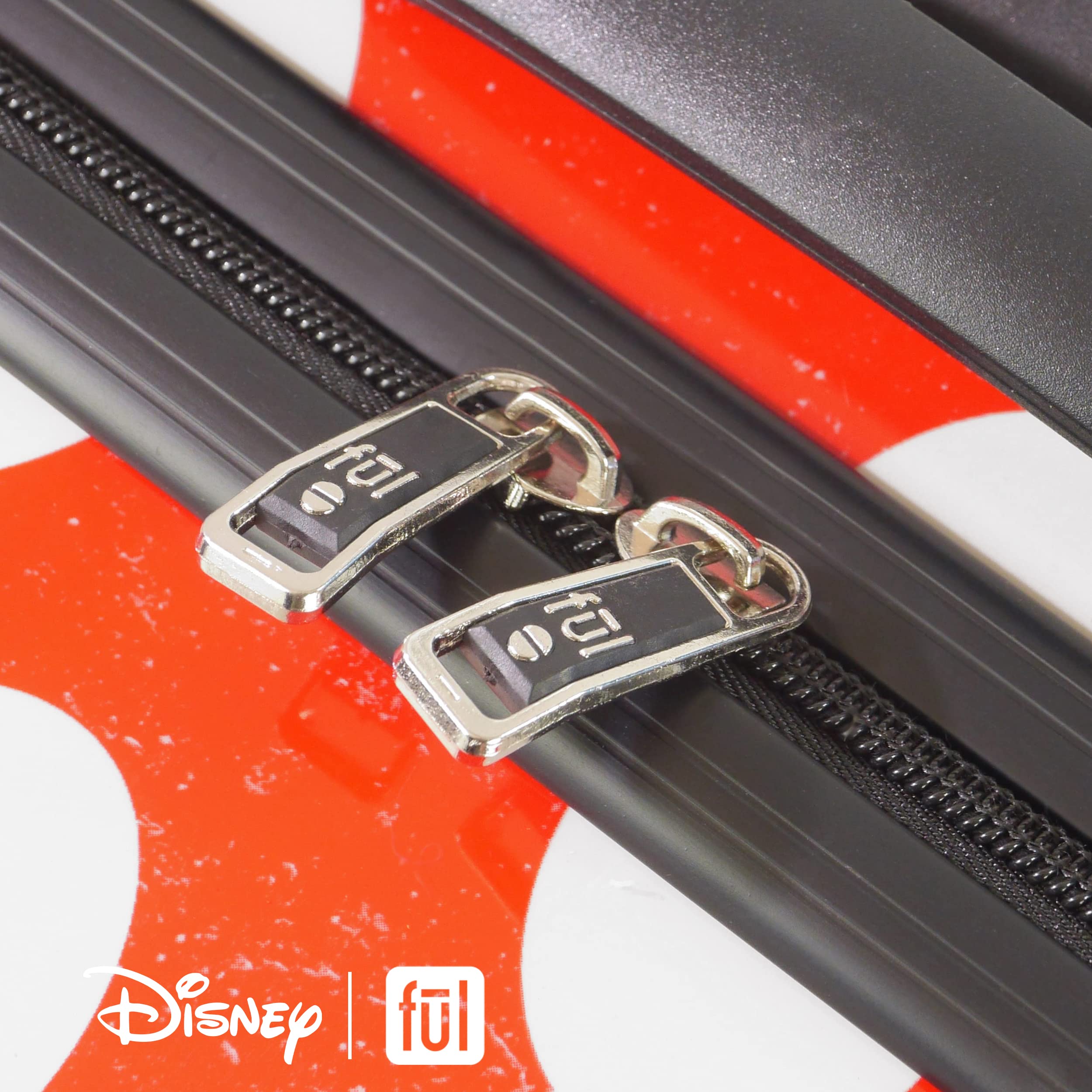 Disney Minnie Mouse Hardshell Rolling Luggage Set - 2-Piece Polka Dot Red Suitcase with Wheels for Women & Kids Travel, Vacation, and Airplane Carry-On