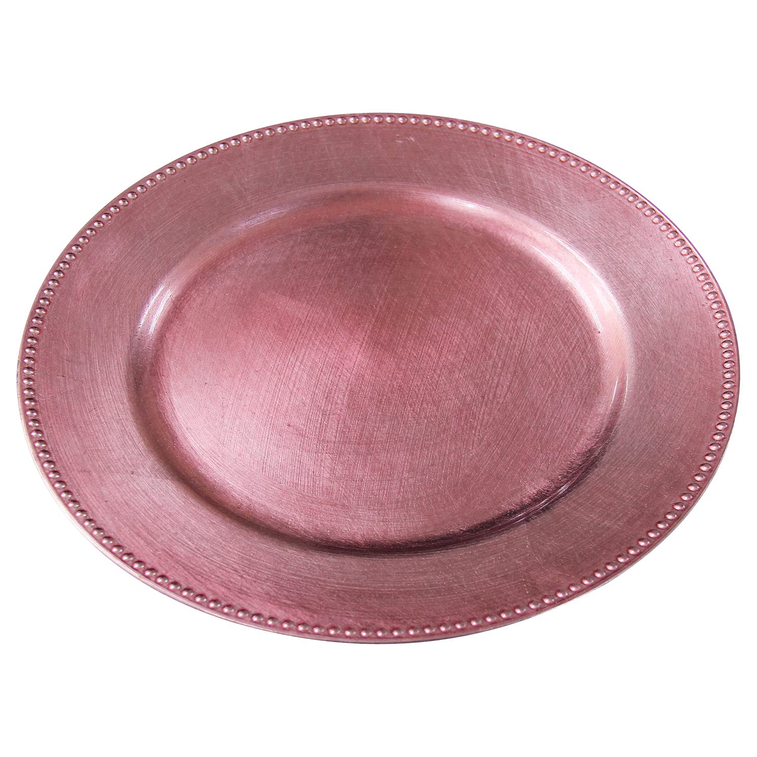 Blush Pink Plastic Beaded Charger Plates - 12 Pack 13 Inch Round Wedding & Party Decor, Metallic Dinner Plates for Table Setting, Bridal Shower, Anniversary Celebration (Blush Pink, 12 Count)