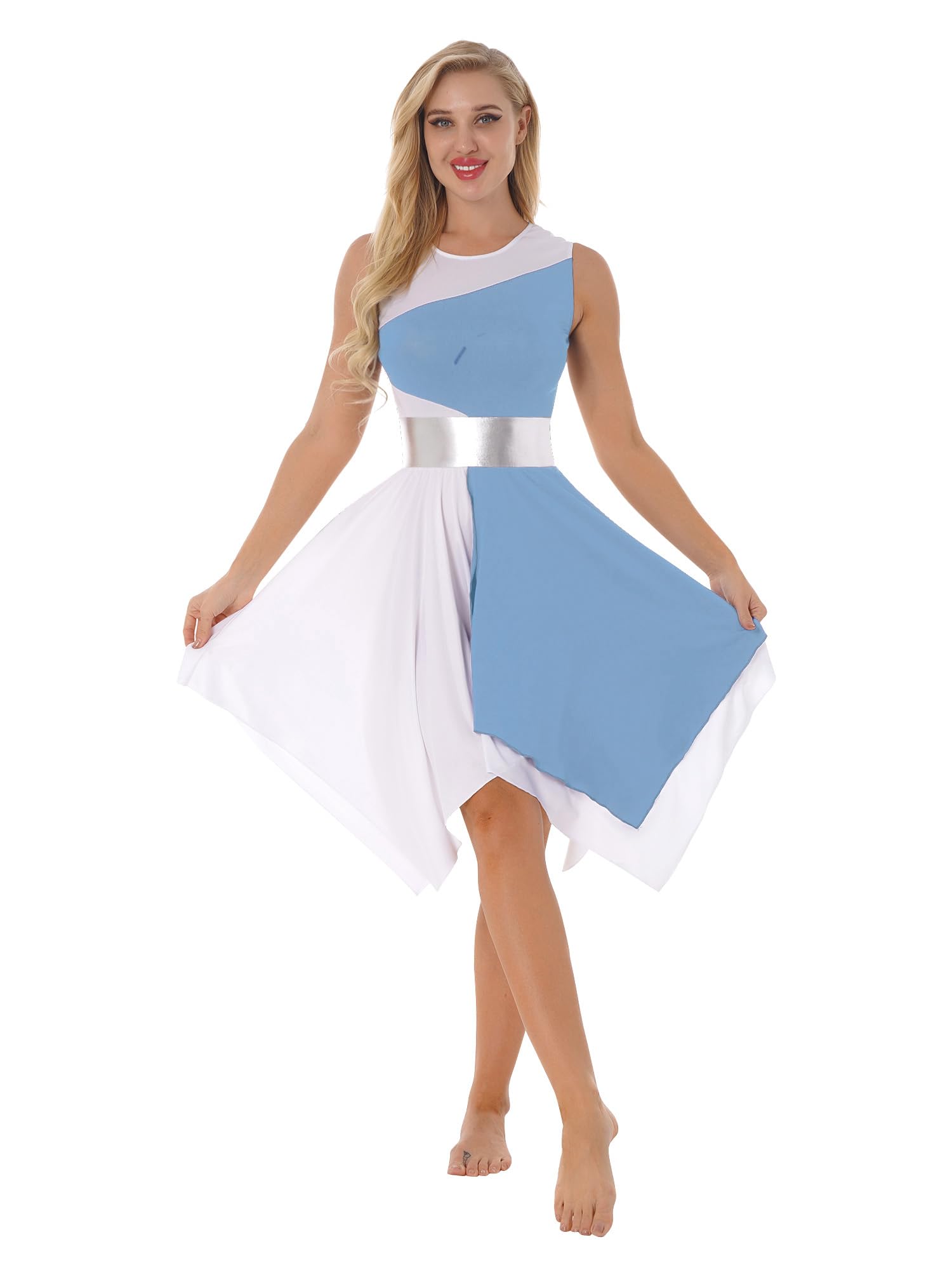 SEO-Optimized Liturgical Sleeveless Praise Dance Tunic for Women - Cut Out Lyrical Worship Overlay Dance Costume for Church Performances and Worship Events