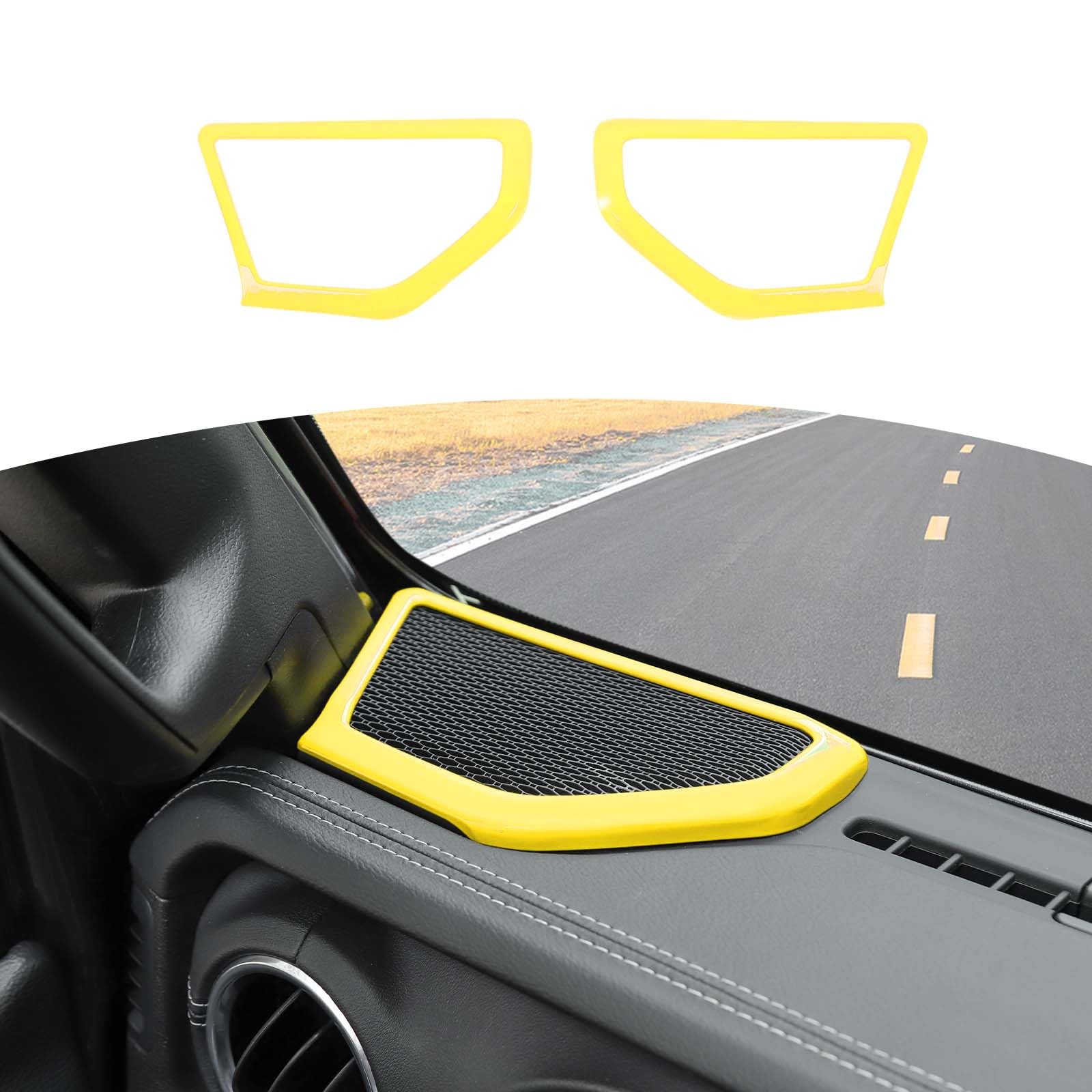 Jeep Wrangler JL JLU & Gladiator JT A-Pillar Speaker Trim Cover (2018-2024) - Yellow Interior Accessories (2-Piece Set) | Perfect for Off-Road Adventures & Custom Car Upgrades