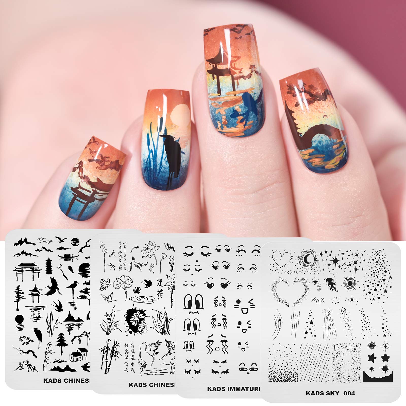 20Pcs Nail Stamp Plates Set - Floral, Animal & Chinese Style Nail Art Stamping Templates for DIY Manicure | Perfect for Home Salon, Nail Parties & Professional Use