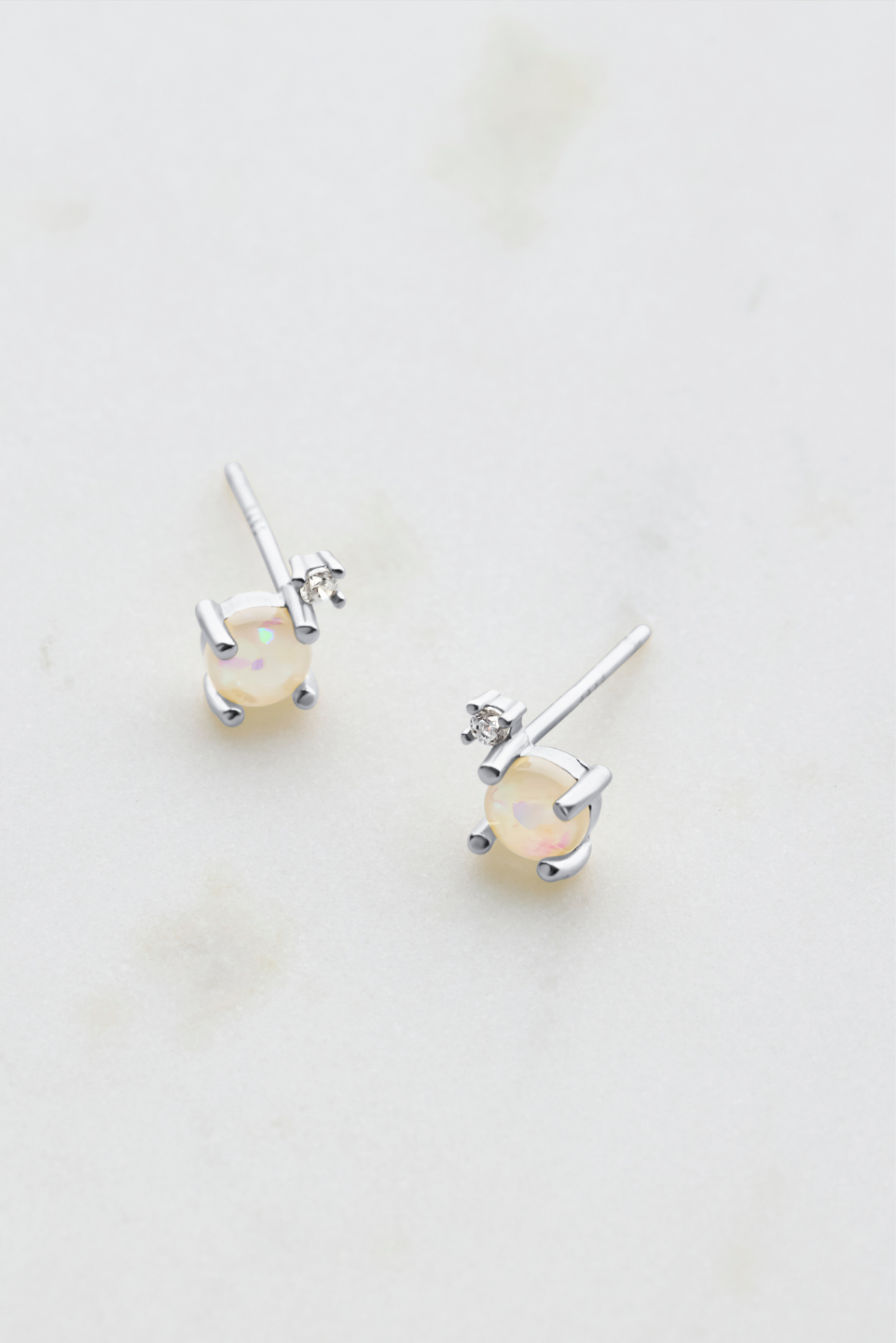 925 Sterling Silver White Opal & Crystal Stud Earrings for Women - Elegant Jewelry Gift for Birthday, Anniversary & Special Occasions