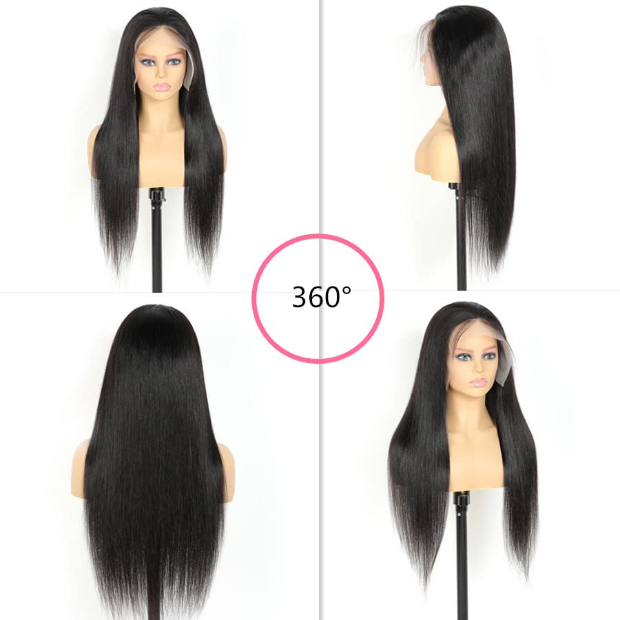13x4 Straight Lace Front Wigs Human Hair - Pre Plucked 180% Density HD Transparent Frontal Wig for Black Women with Baby Hair (22 Inch) | Natural Look for Daily Wear, Parties & Special Occasions