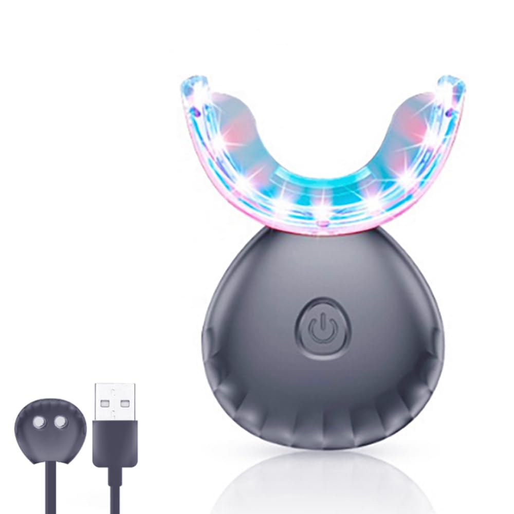 32 LED Teeth Whitening Accelerator Light with Cold & Red Light Therapy - Professional Teeth Whitening Kit with Built-in 16 Minute Timer (Black) - Perfect for Home Use, Travel, and Dental Care Routine