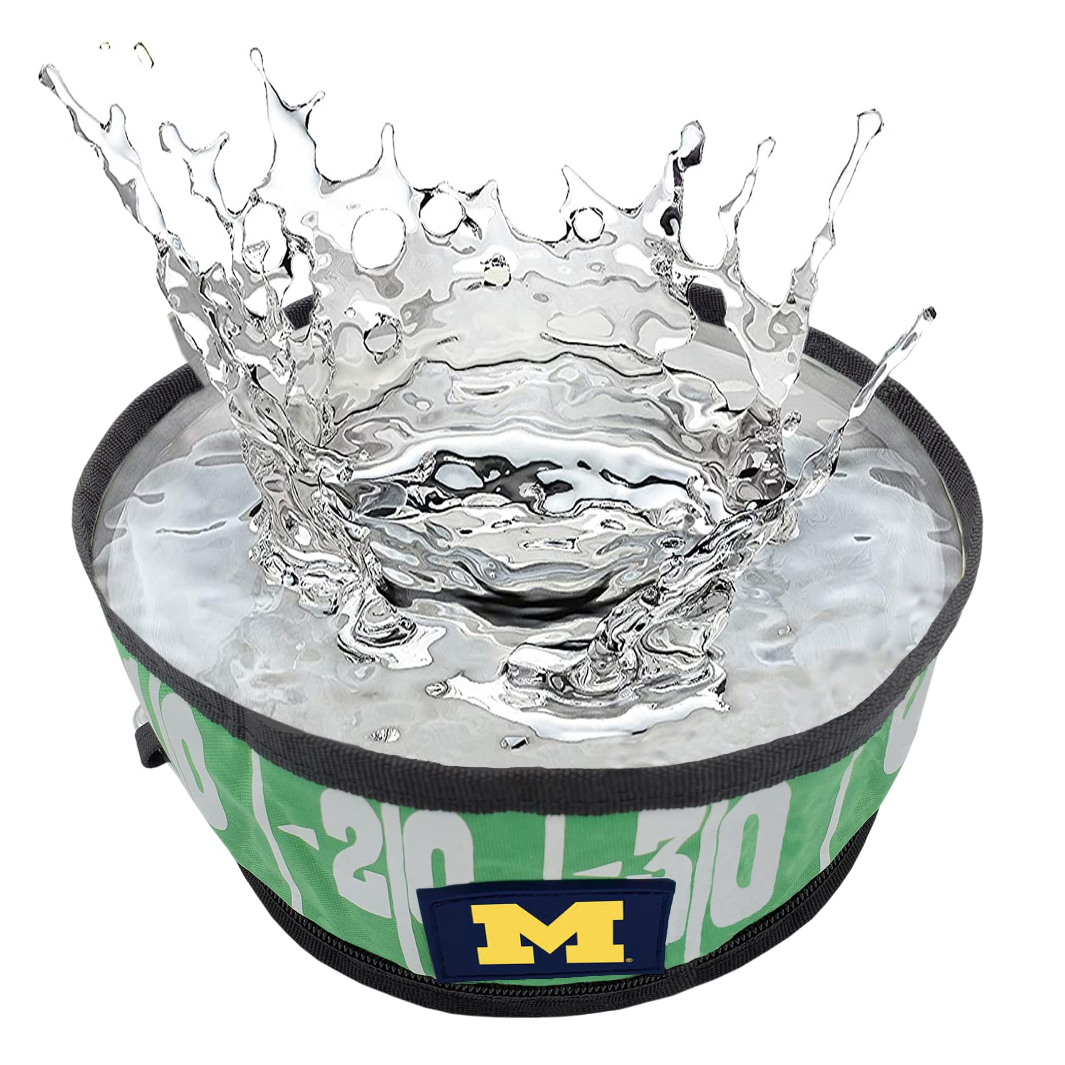 NCAA Michigan Wolverines Pet Travel Bowl Set - 2 Pack Collapsible Dog Food & Water Bowls, Portable & Lightweight Leak-Proof Design for Hiking, Camping, and Road Trips
