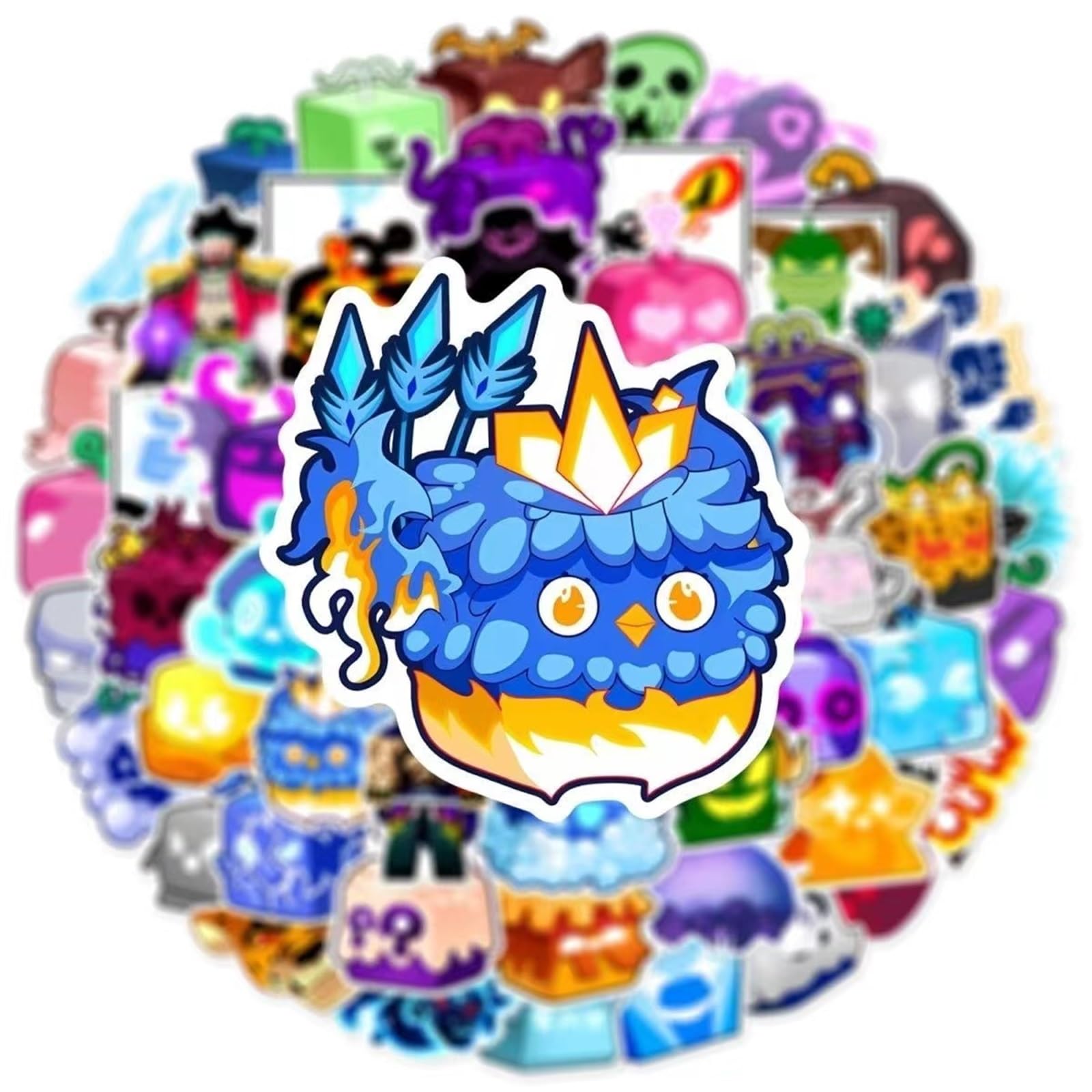 Blox Fruits Game 60pcs Vinyl Stickers Set - Waterproof Decals for Cars, Motorcycles, Bikes, Luggage, Phones, Laptops, Skateboards - Fun Graffiti Patches for Kids, Teens & Adults - Perfect for Gaming Fans & Street Style Decor