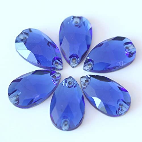 STORE99® 28pcs Sapphire Blue Teardrop Rhinestones - 11x18mm Flatback Sew-On Crystals for Clothing, DIY Crafts, Costumes & Jewelry Making - Premium Glass Rhinestones for Dress, Shoes & Accessories Y3029