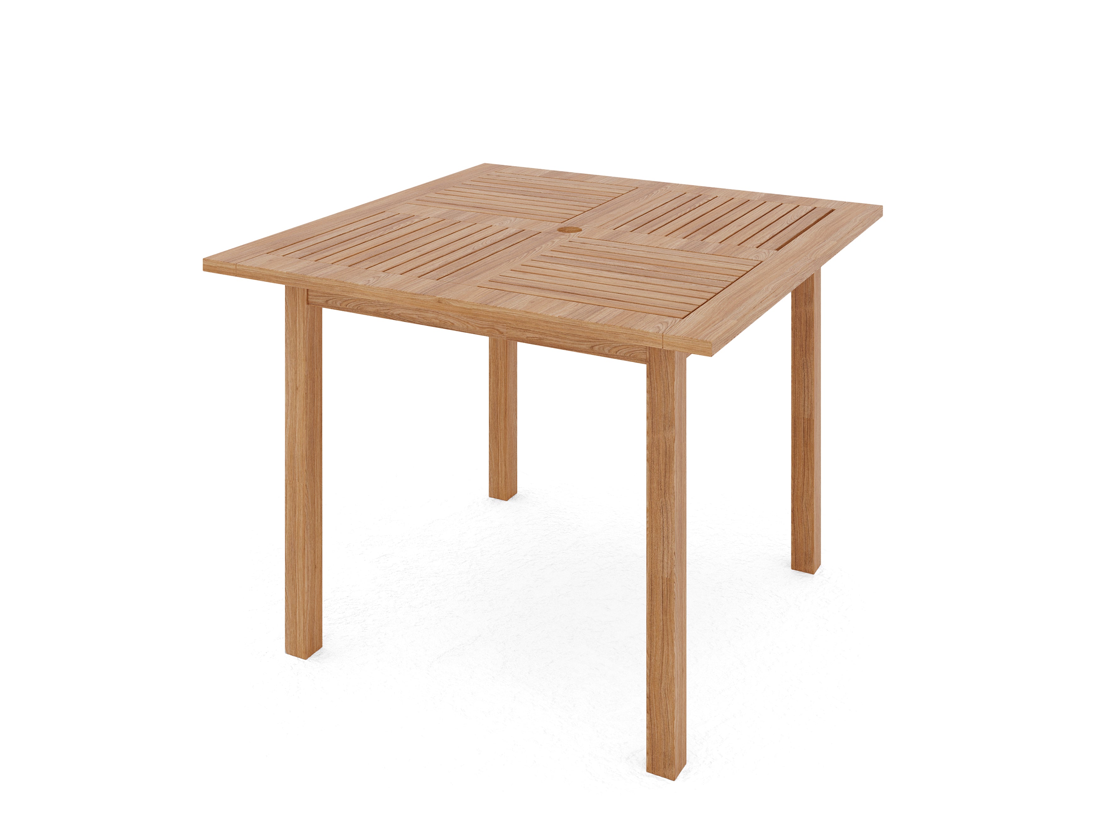 Teak Outdoor Dining Table with Umbrella Hole - Mathieu Square Design for Patio, Garden, and Backyard Entertaining