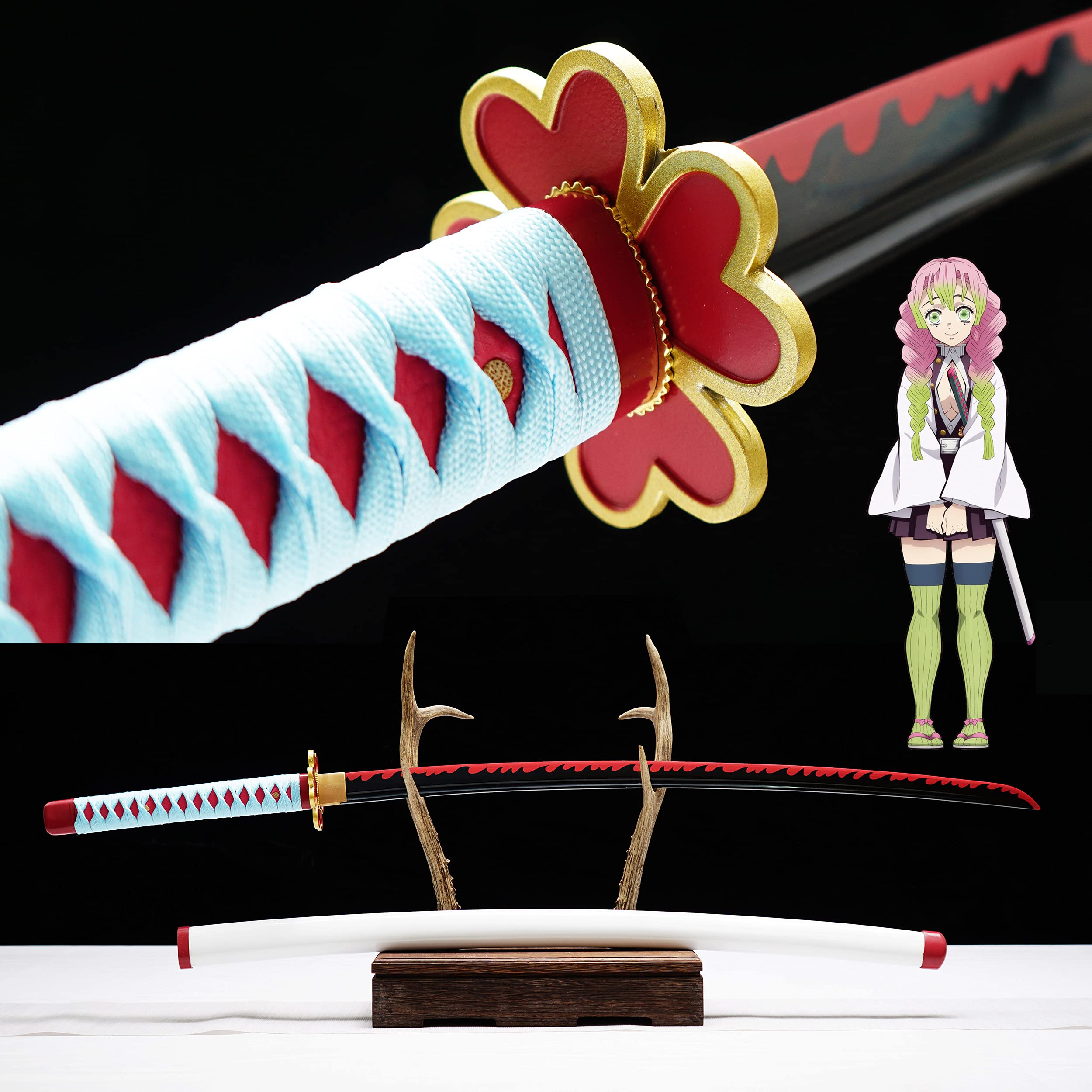 Demon Slayer Sword - Kimetsu no Yaiba Tanjiro Kamado & Shinobu Kocho Cosplay Replica - Carbon Steel Anime Weapon for Collectors & Cosplay - Perfect for Halloween, Conventions & Display
