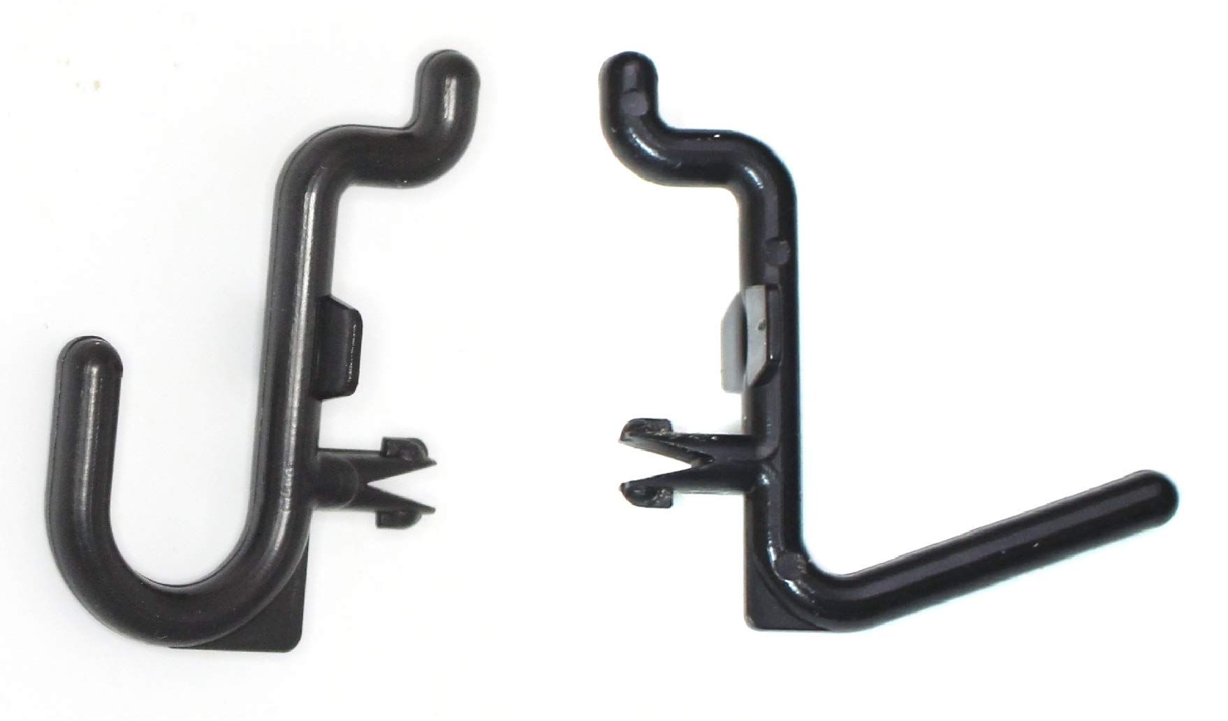50-Pack Black Pegboard Locking Hooks - 25 J Hooks & 25 L Hooks for Tool Organization, Garage Storage, and Retail Display - Durable Metal Hooks for Wall Panels, Workshops, and Home Organization