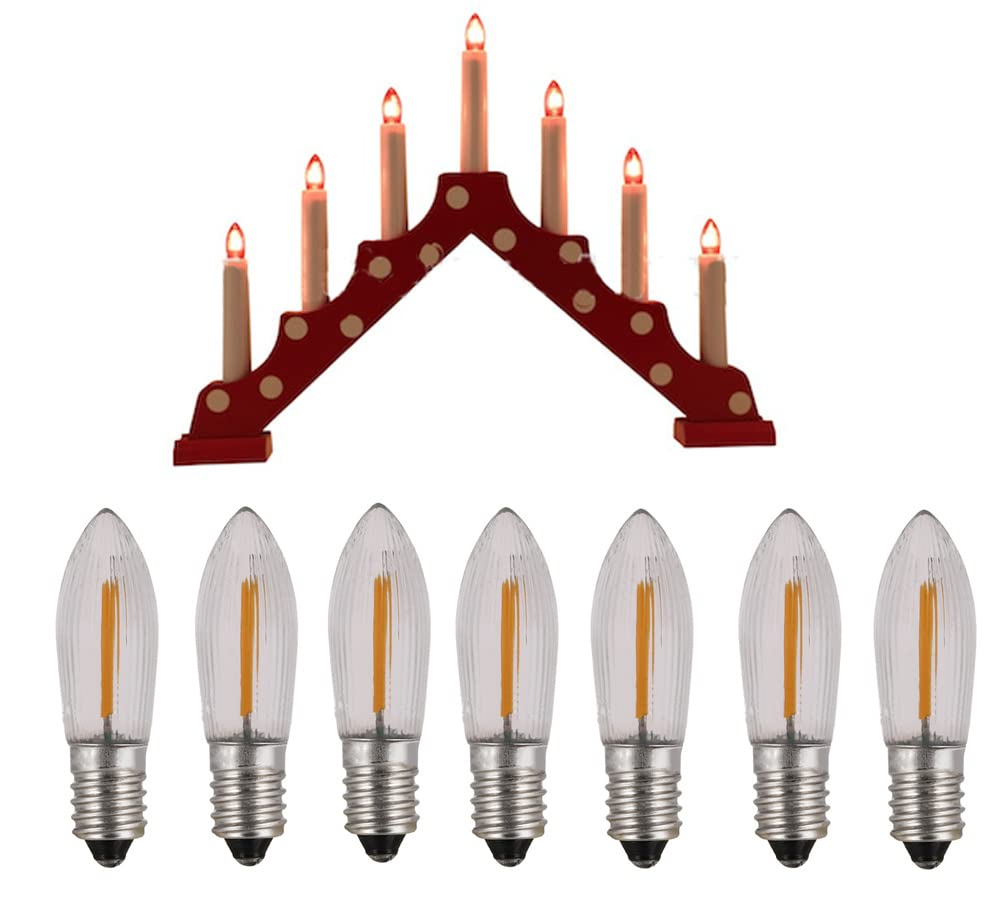E10 COB LED Candle Bulb - 10 Pack Warm White Christmas Lights, 14V-55V AC, 0.2W Screw Base Replacement for Holiday Decorations, Tree Lighting, and Home Ambiance