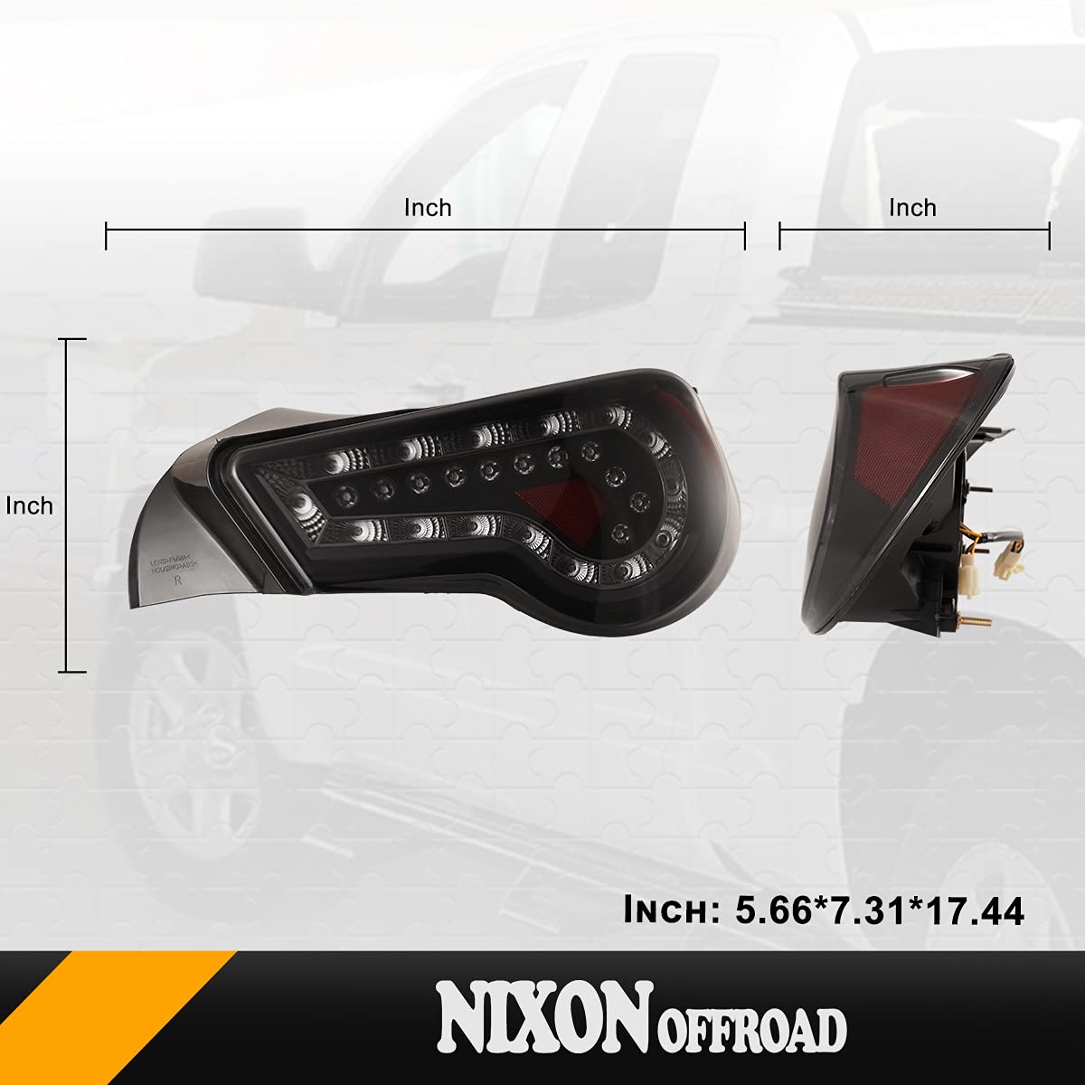 Nixon Offroad LED Tail Lights for Scion FR-S 2013-2016, Toyota 86 & Subaru BRZ 2013-2020 - Sequential Turn Signal, Smoked Lens (Jet Black) - Upgrade Your Car's Style & Safety for Night Driving & Custom Looks