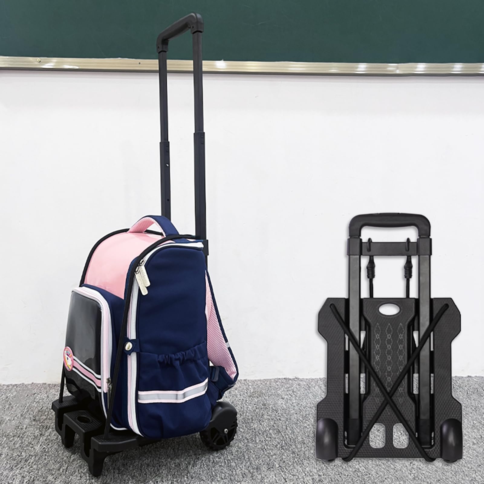 Portable Folding Luggage Cart - Heavy Duty Hand Truck with 2 Elastic Straps for Travel, Office, Moving & Shopping | Perfect for Backpacks, Suitcases & Groceries