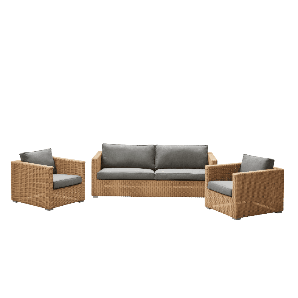 Chester 3-Seater Coastal Outdoor Sofa - Waterproof Wicker Patio Furniture Set for Poolside, Garden & Backyard Relaxation