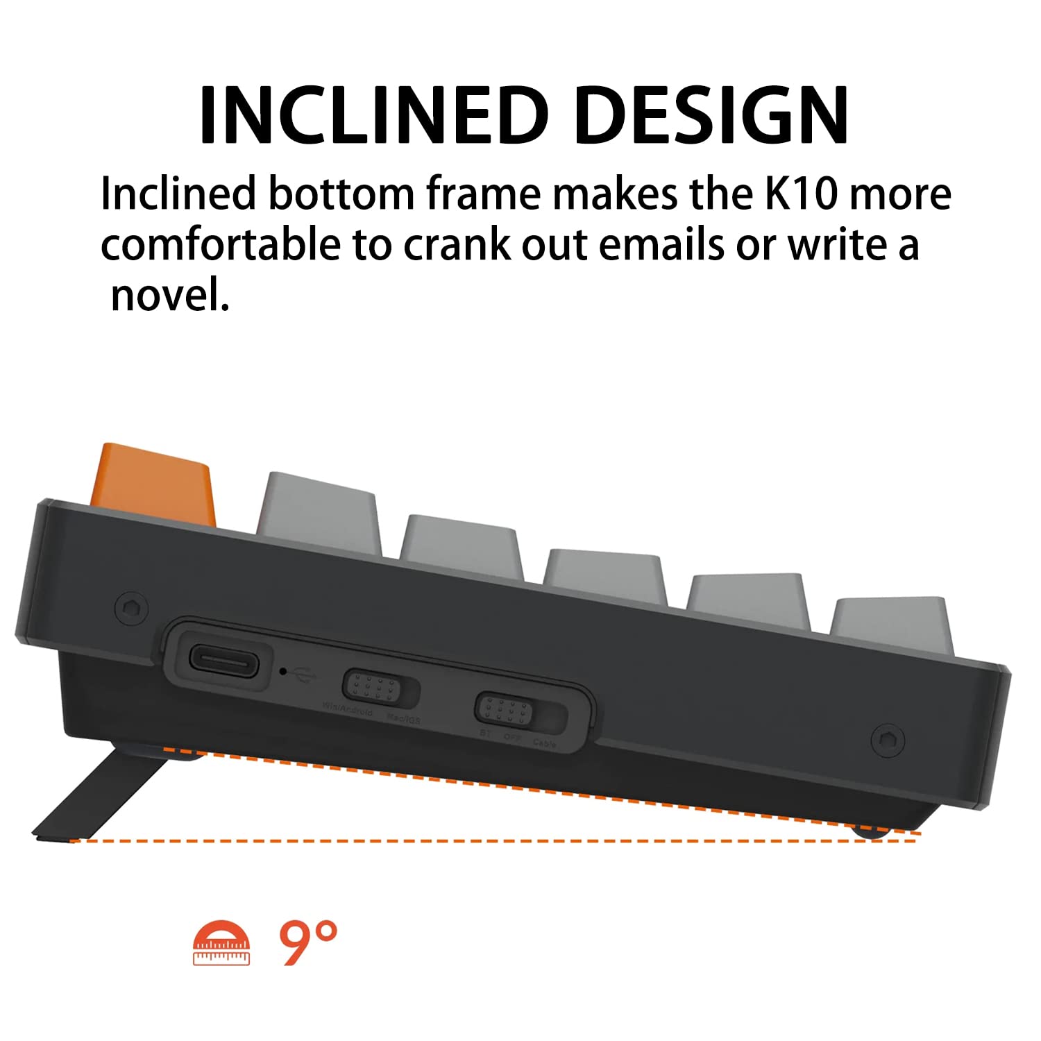 Keychron K10 Wireless Mechanical Gaming Keyboard - 104 Key Full Size with Gateron G Pro Brown Switches, White LED Backlight, USB-C Rechargeable for Mac & Windows | Perfect for Office Work, Gaming & Programming