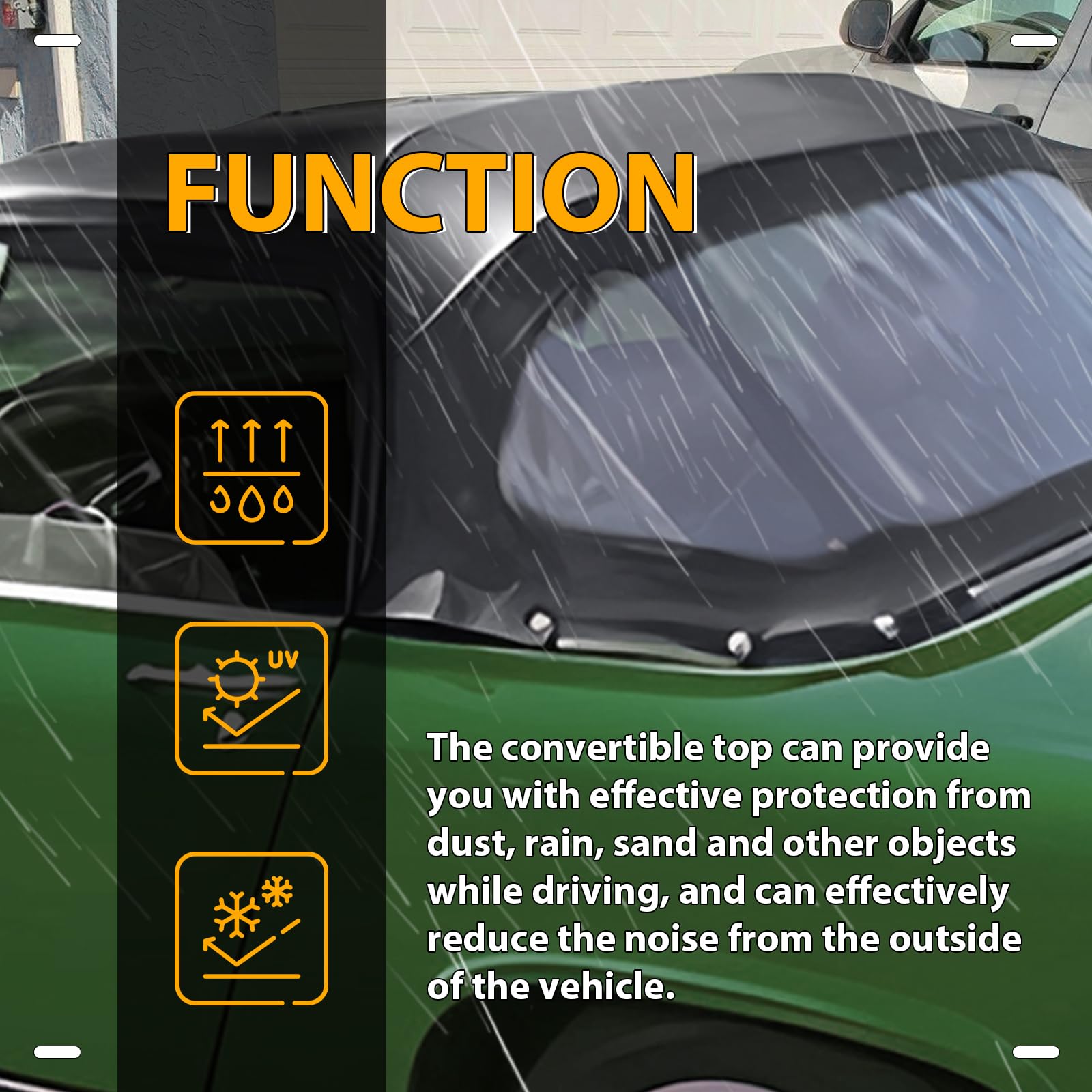 KUAFU Convertible Soft Top for 1970-1980 MG Midget - Black Sailcloth Vinyl Top with Clear Plastic Window | Replacement Car Roof for Classic MG Midget Roadster | Perfect for Sunny Day Cruising & Car Shows