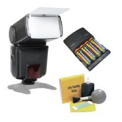 Leica D-LUX 6 Camera Flash with Bounce, Zoom & Swivel Head | High Power AC Rapid Charger with 4AA 2900mAh Batteries | 5-Piece NWV Direct Cleaning Kit - Perfect for Professional Photography & Studio Lighting