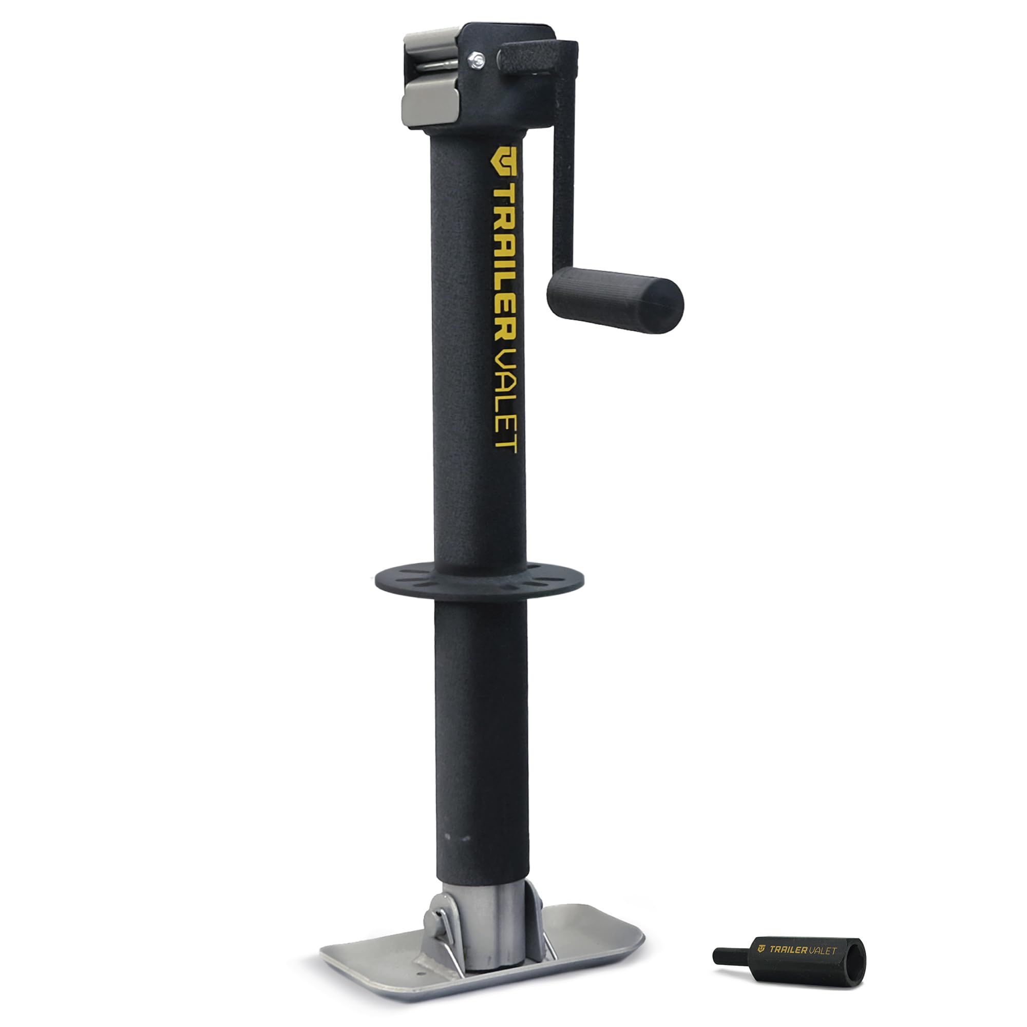 Trailer Valet TVJX5-C Drill Powered Trailer Jack with Adapter - Heavy Duty 5000lb Capacity Center Mount Trailer Jack - Perfect for RV, Boat & Utility Trailers
