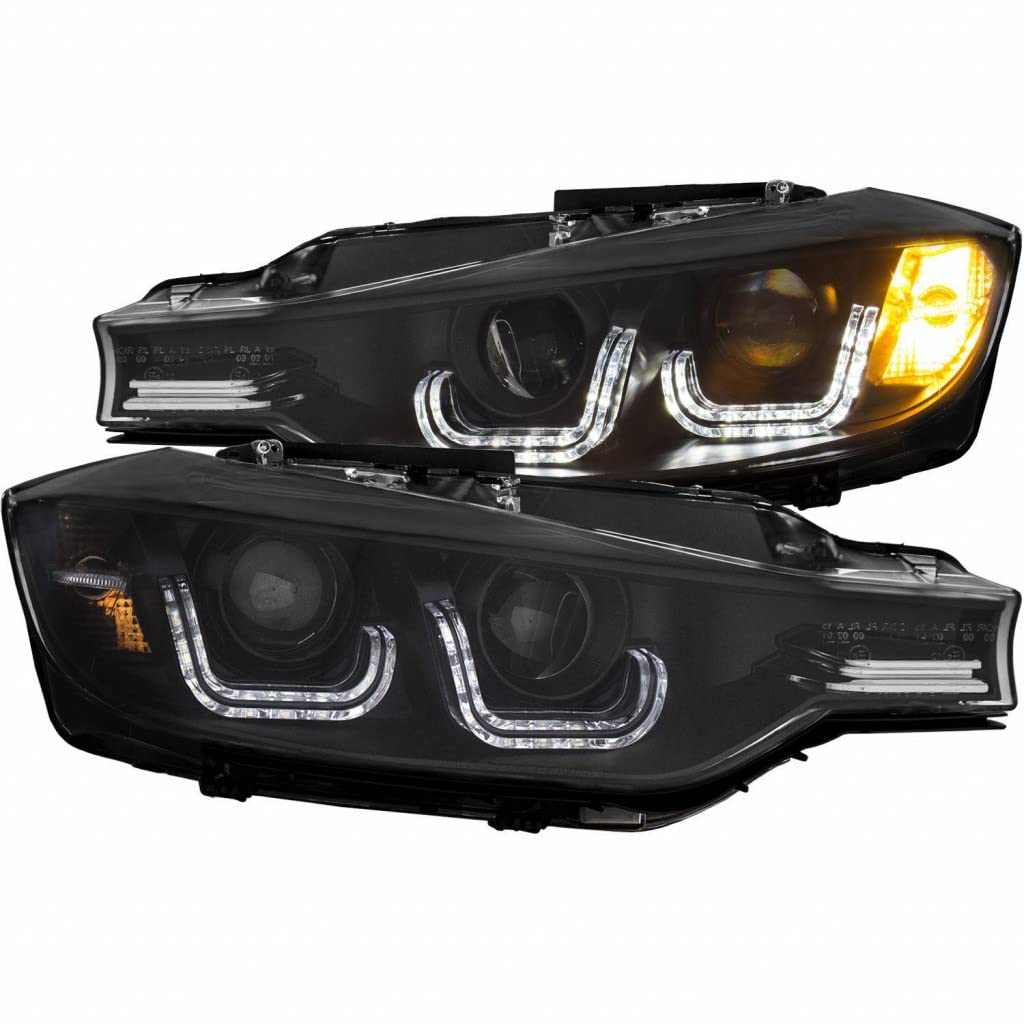ANZO Black U-Bar Projector Headlights for 2014-2015 BMW 335i GT xDrive | Model 121504 | High-Performance Lighting Upgrade for Night Driving & Enhanced Style