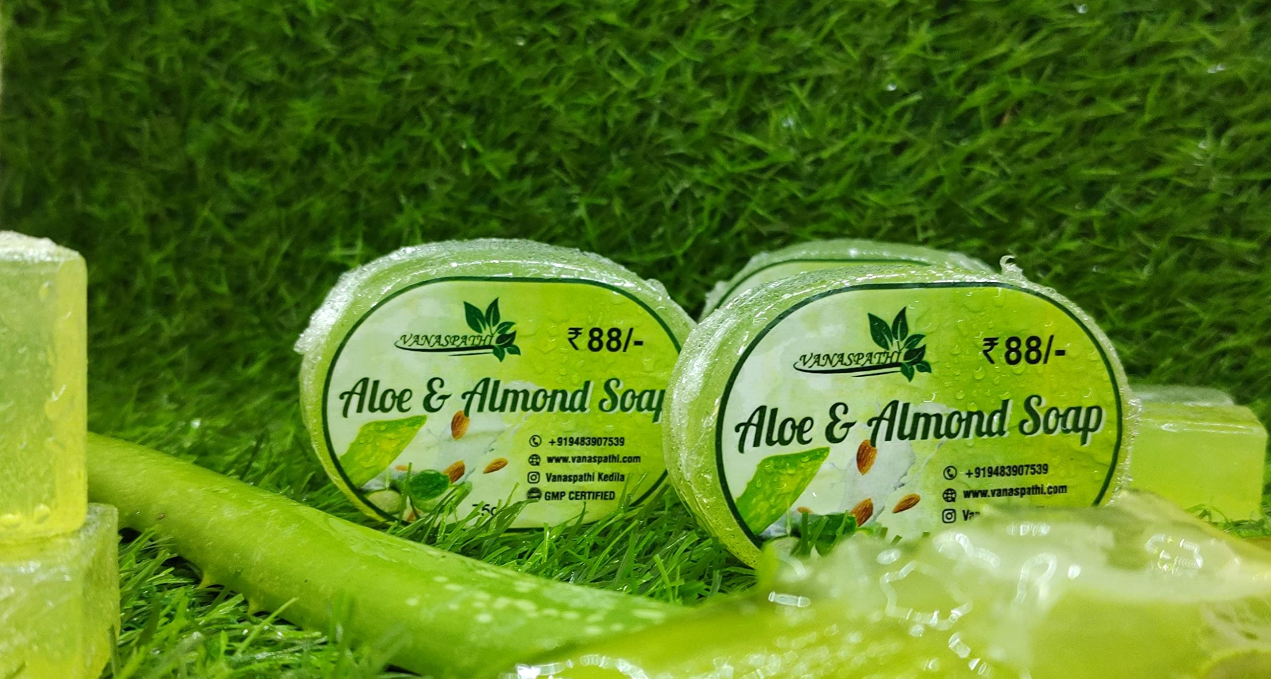 Natural Aloe Vera & Almond Soap Bar - Pack of 4 | Moisturizing & Gentle Skin Care for Face & Body | Perfect for Dry, Sensitive Skin & Daily Use