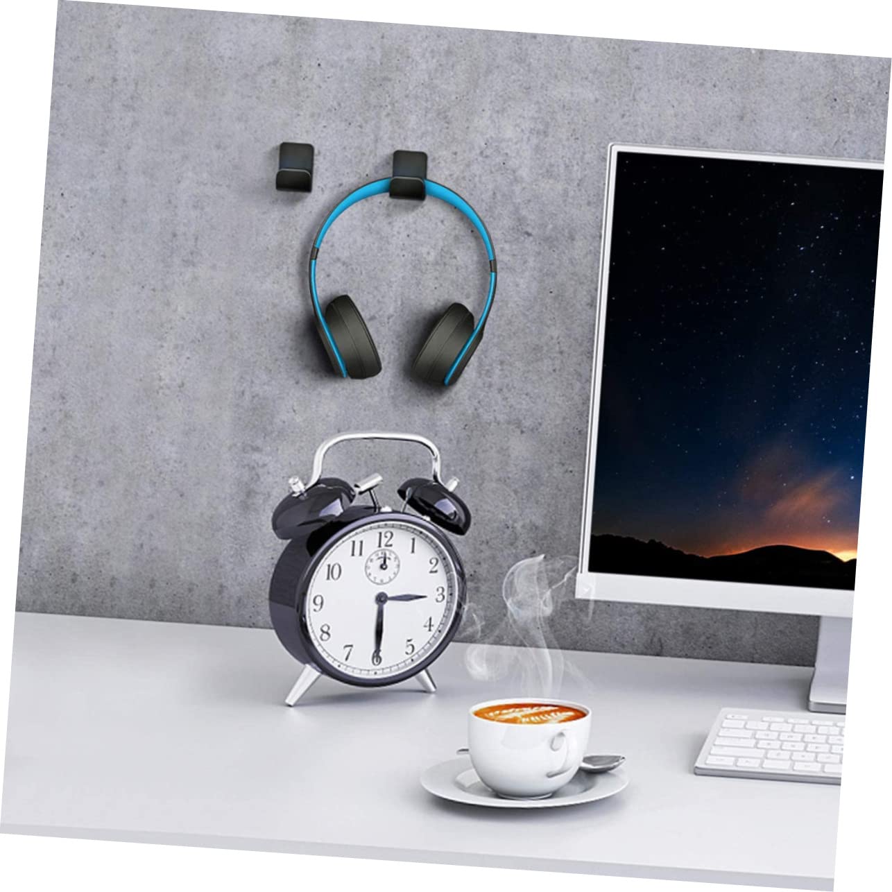 Homoyoyo Wall Mount Headphone Holder Stand - 2 Pack Hanging Headphone Storage Rack for Earphones, Headset Display & Computer Accessories - Perfect for Home, Office & Gaming Setup