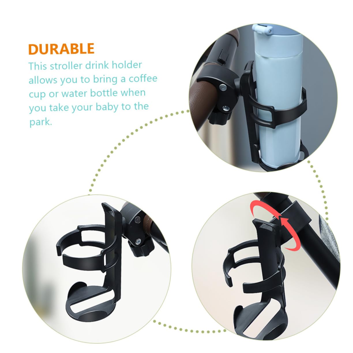 Wakauto Universal Bike Cup Holder - Adjustable Stroller & Bicycle Drink Holder, PVC Bottle Rack for Cycling, Jogging & Outdoor Activities
