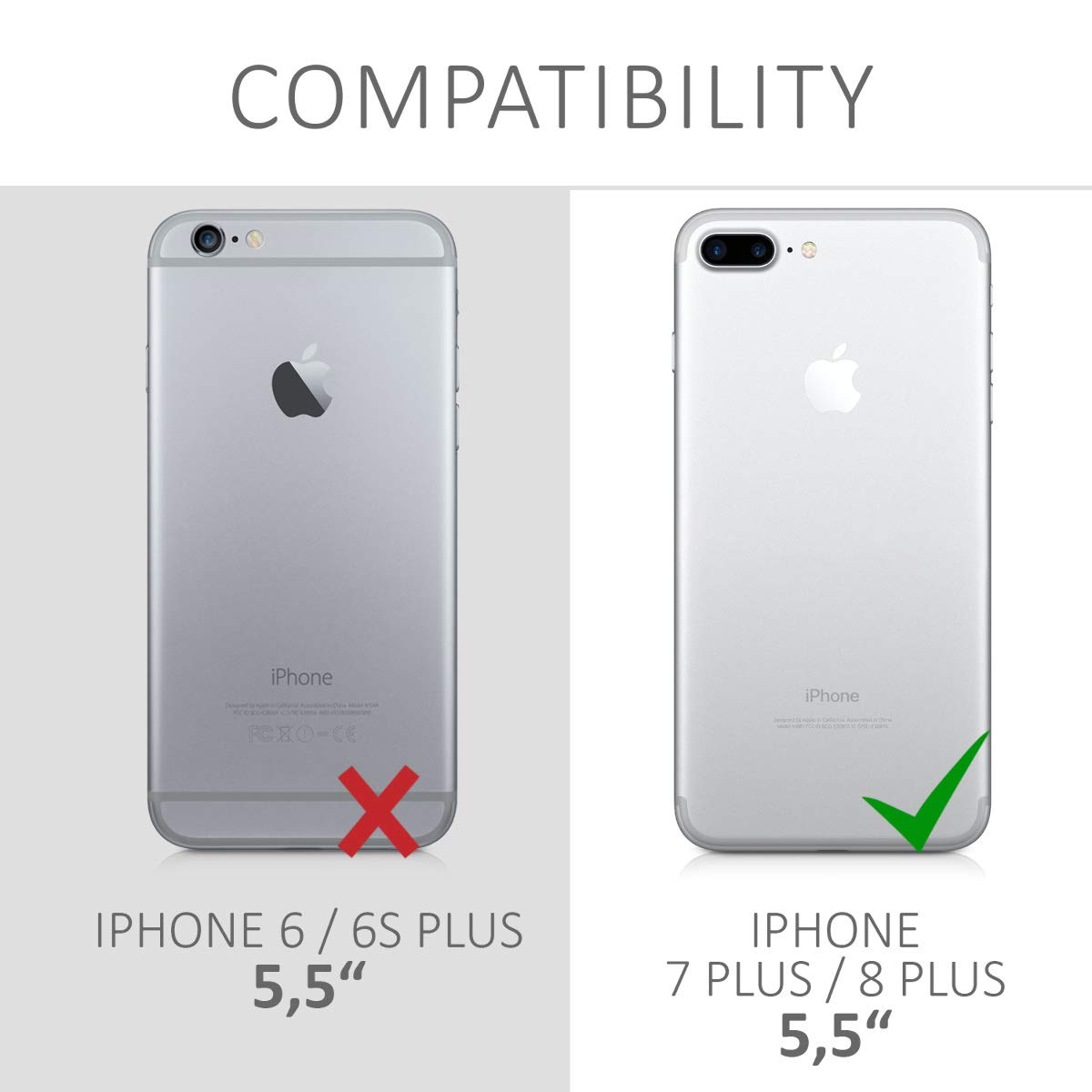 kwmobile Premium TPU Silicone Case for Apple iPhone 7 Plus/iPhone 8 Plus - Soft Protective Phone Cover in Gray Green - Perfect for Everyday Use & Drop Protection
