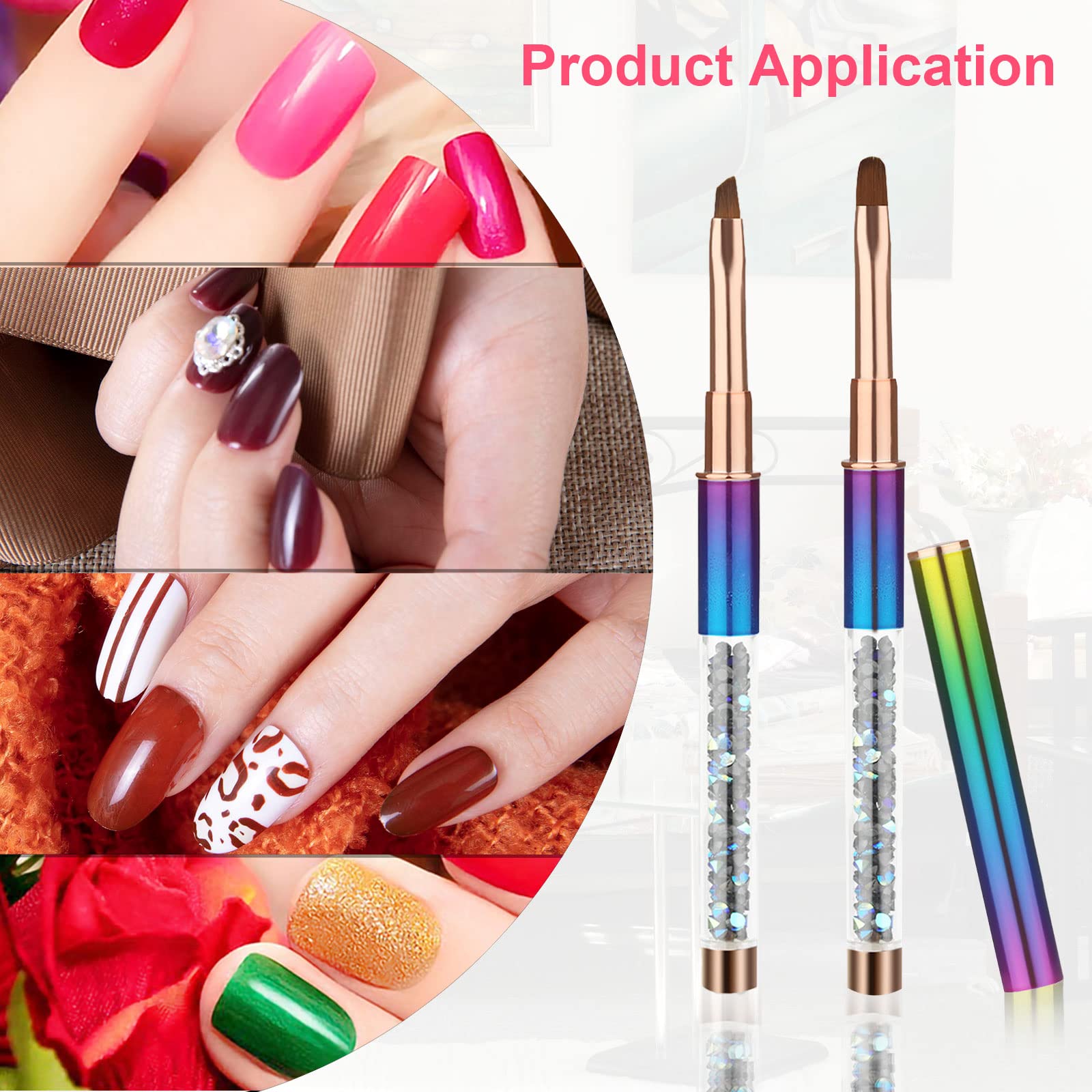 SAVITA 2-Piece Nail Art Clean Up Brush Set with Round & Angled Heads - Multicolor Plastic Handles for Professional Salon & Home Manicures - Perfect for Gel Polish Removal, Cuticle Cleanup & Nail Design Detailing
